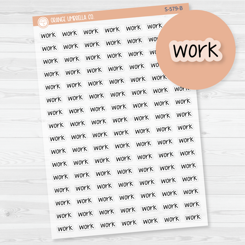 Work Jen Plans Script Planner Stickers | FJP Clear Matte | S-579-BCM
