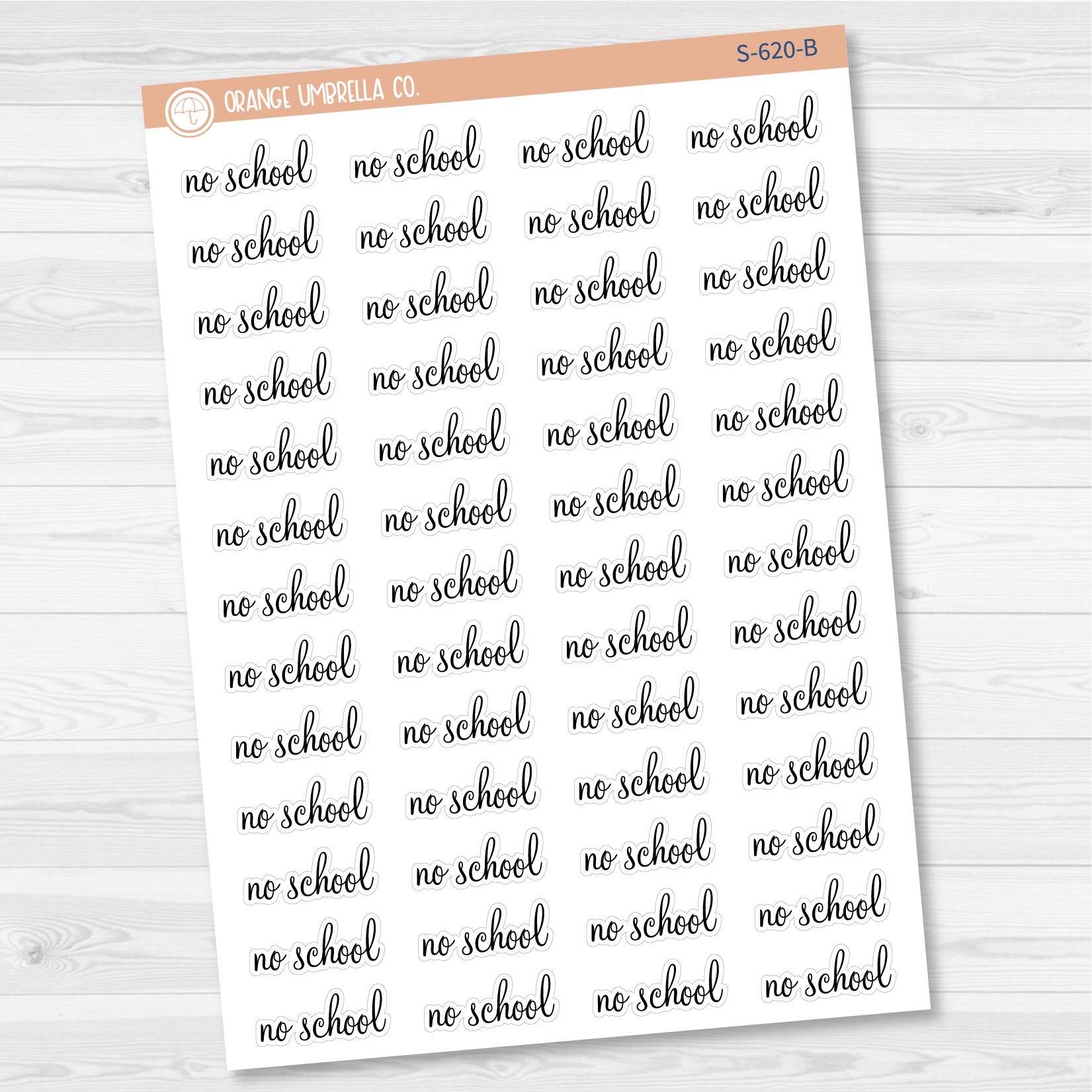 No School Script Planner Stickers | F4 | S-620