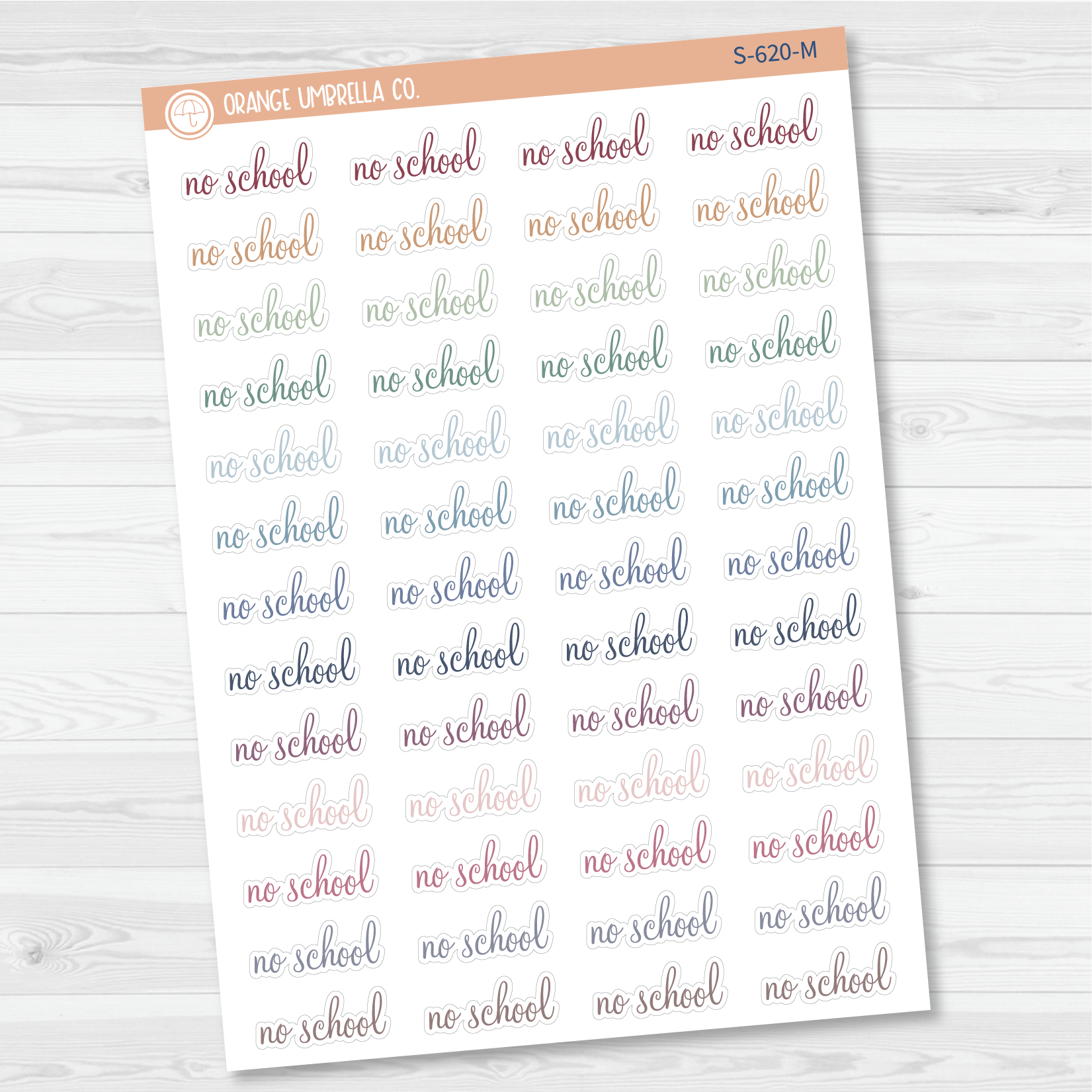No School Script Planner Stickers | F4 | S-620