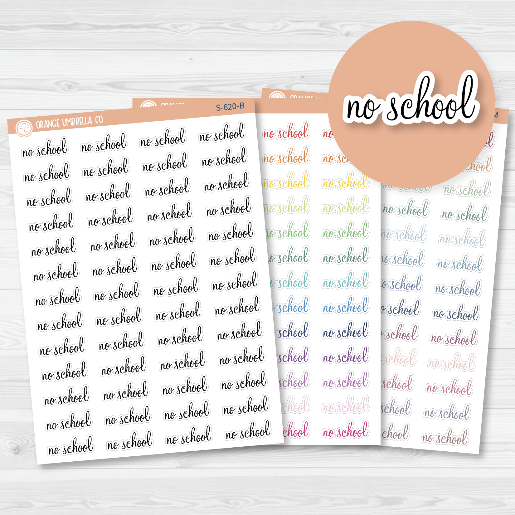 No School Script Planner Stickers | F4 | S-620