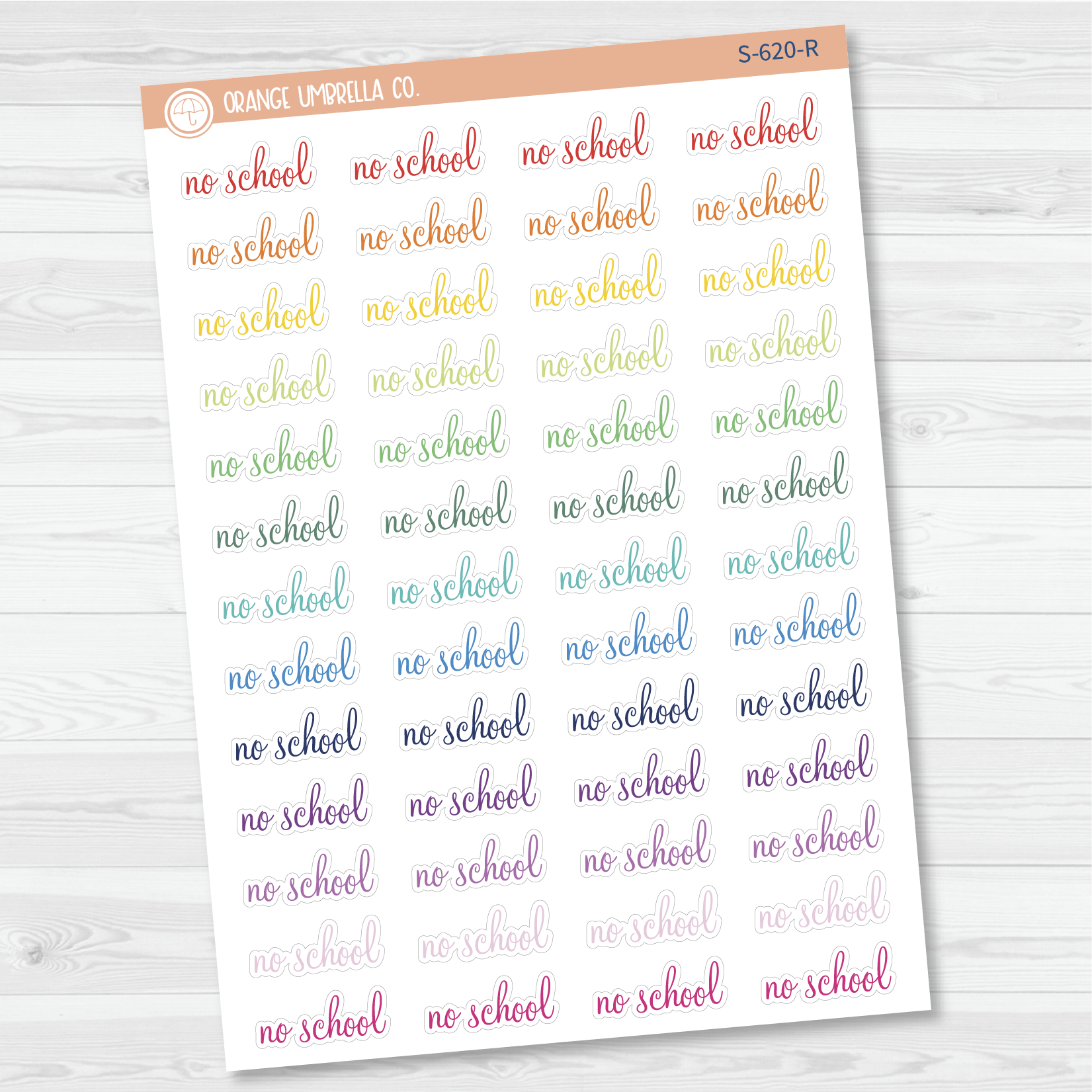 No School Script Planner Stickers | F4 | S-620