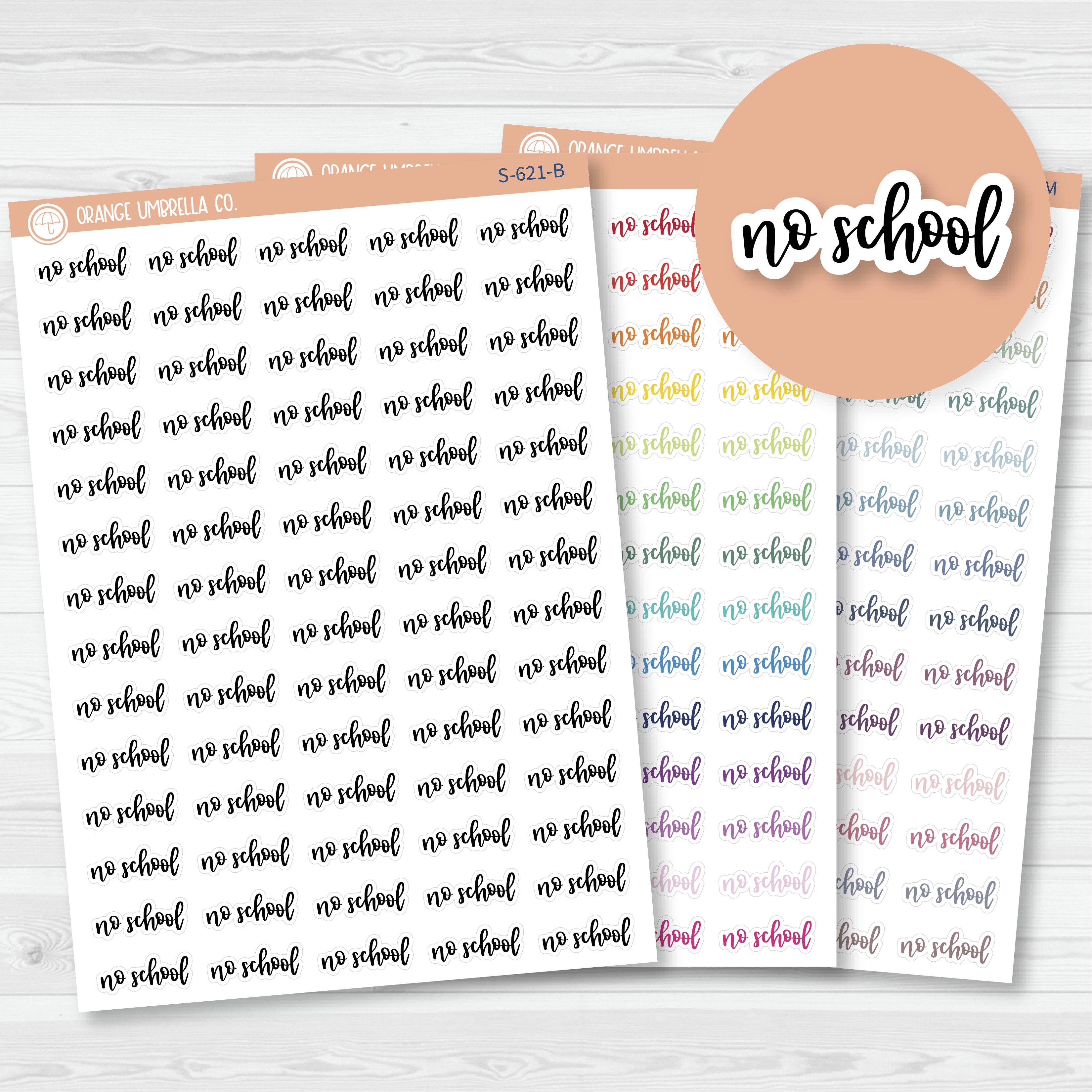 No School Script Planner Stickers | F7 | S-621 / 902-192-001L-WH