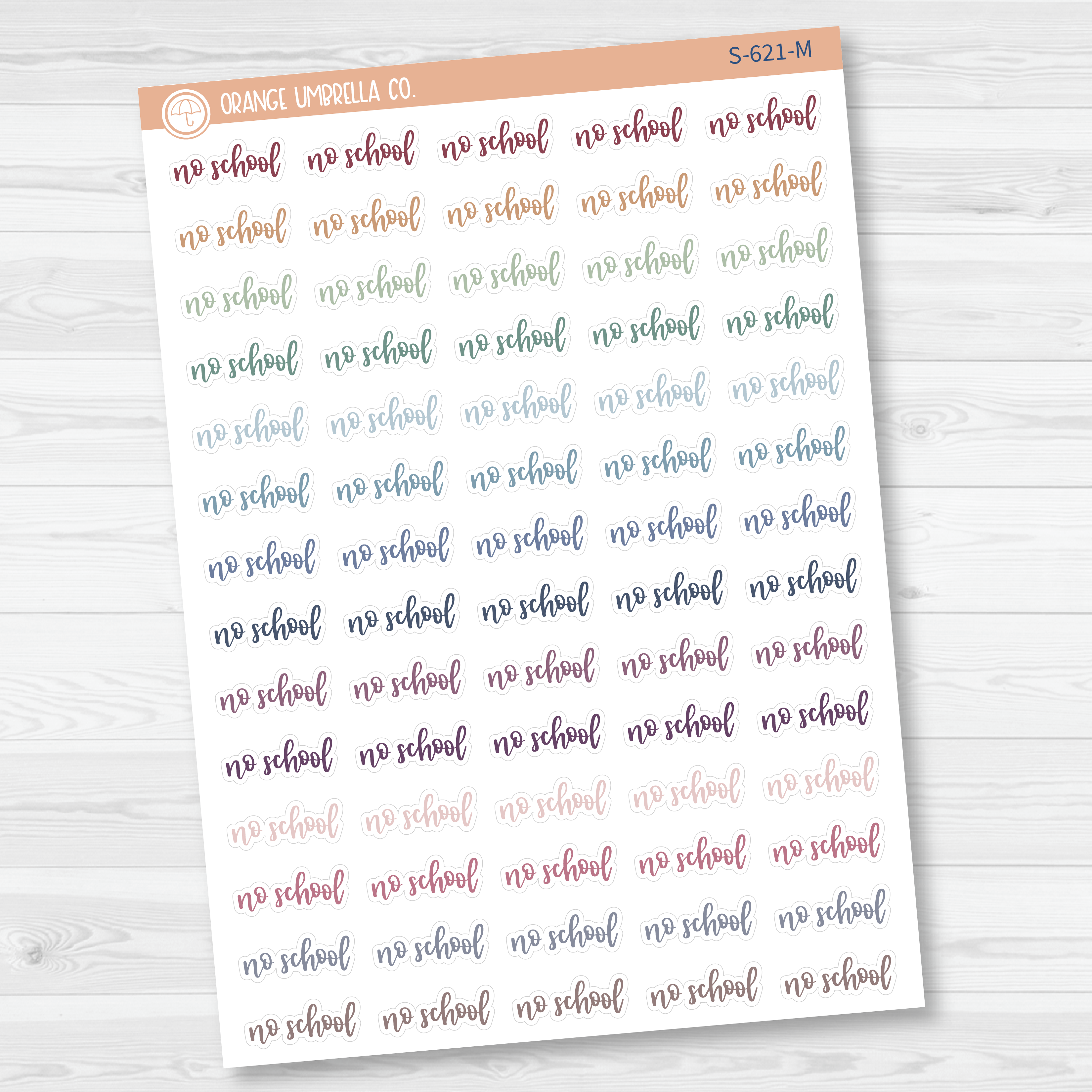 No School Script Planner Stickers | F7 | S-621 / 902-192-001L-WH