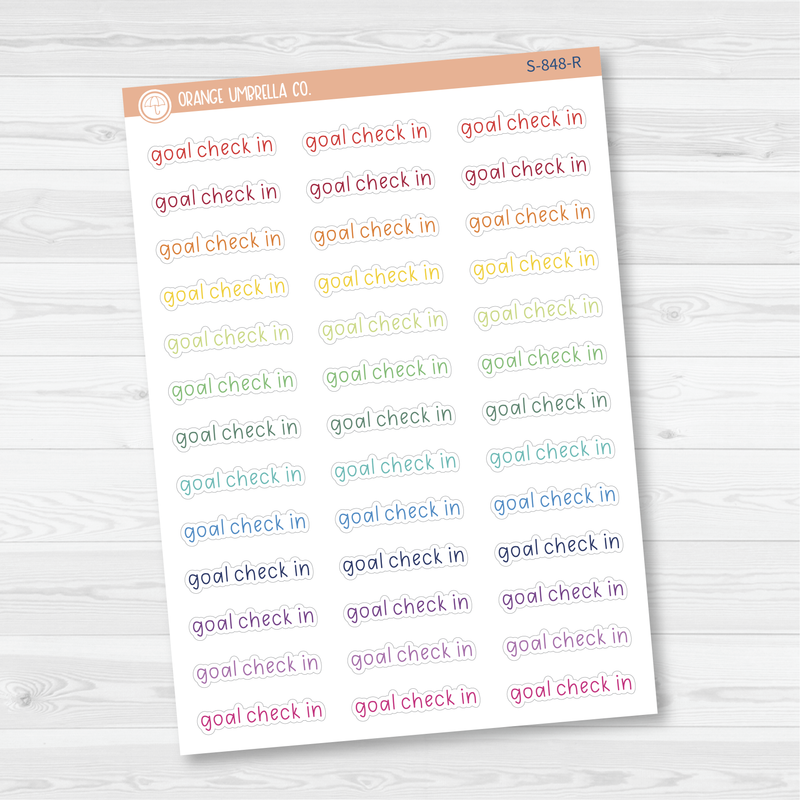 CLEARANCE | Goal Check In Julie's Plans Script Planner Stickers | JF | S-848