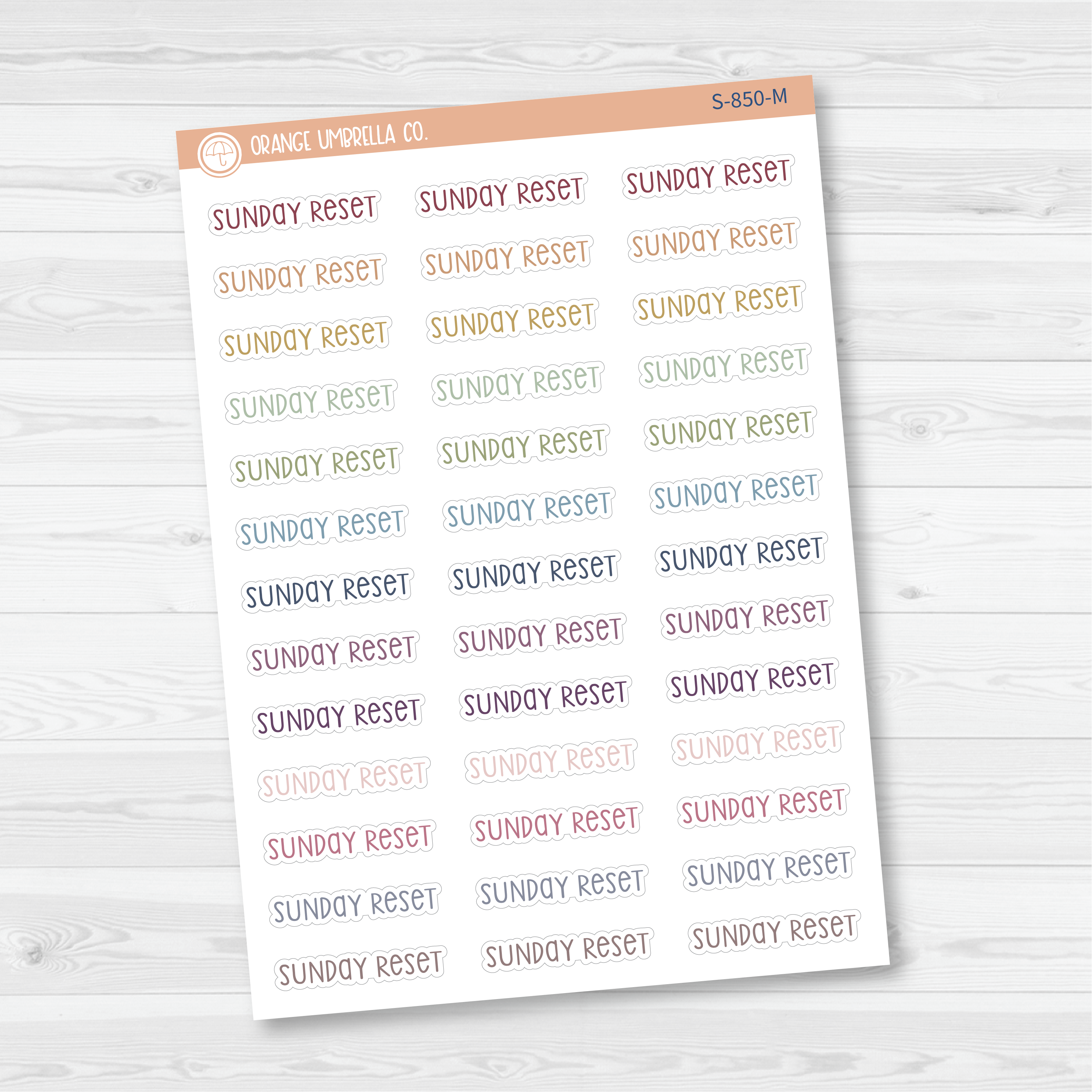 Sunday Reset Script Planner Stickers | F3 | S-850
