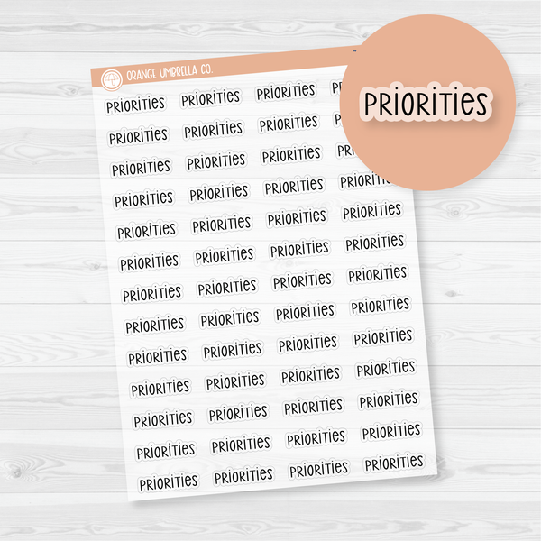 CLEARANCE | Priorities Script Planner Stickers | F3 Clear Matte | T-053-BCM