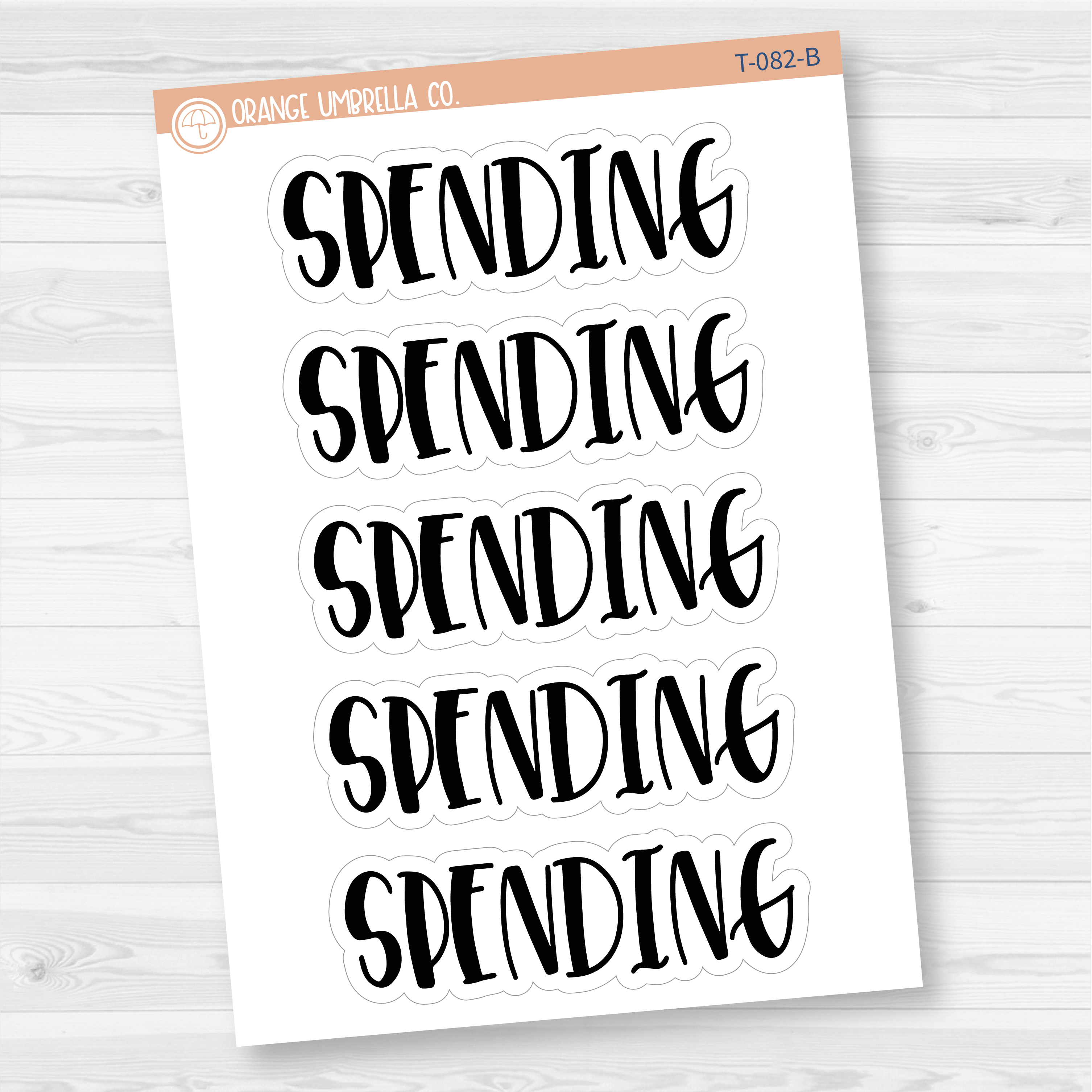 Spending Header Script Planner Stickers | F1 | T-082-B
