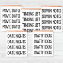 Hobbies Dashboard Header Script Planner Stickers | F8 |  T-091-T-095