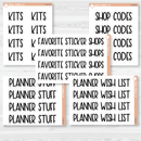 Hobby Dashboard Header Script Planner Stickers | F8 | T-105 - T-109