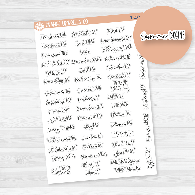 US Holiday Script Planner Stickers | FC12 | T-282-B