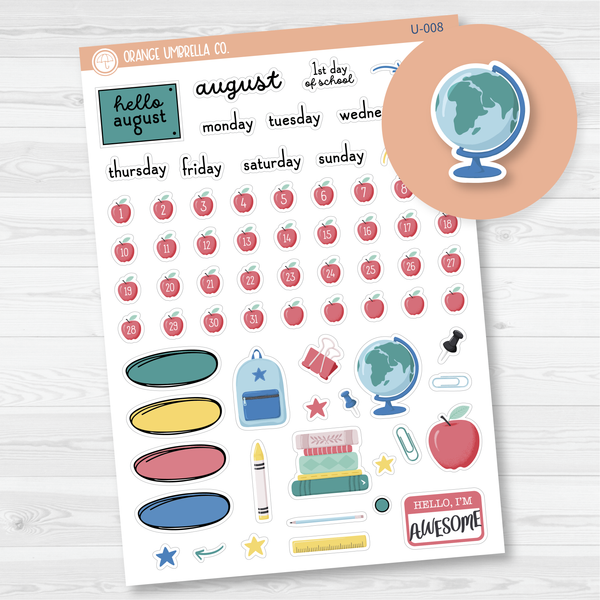Build Your Own Journal Kit Planner Stickers | August F16 | U-008