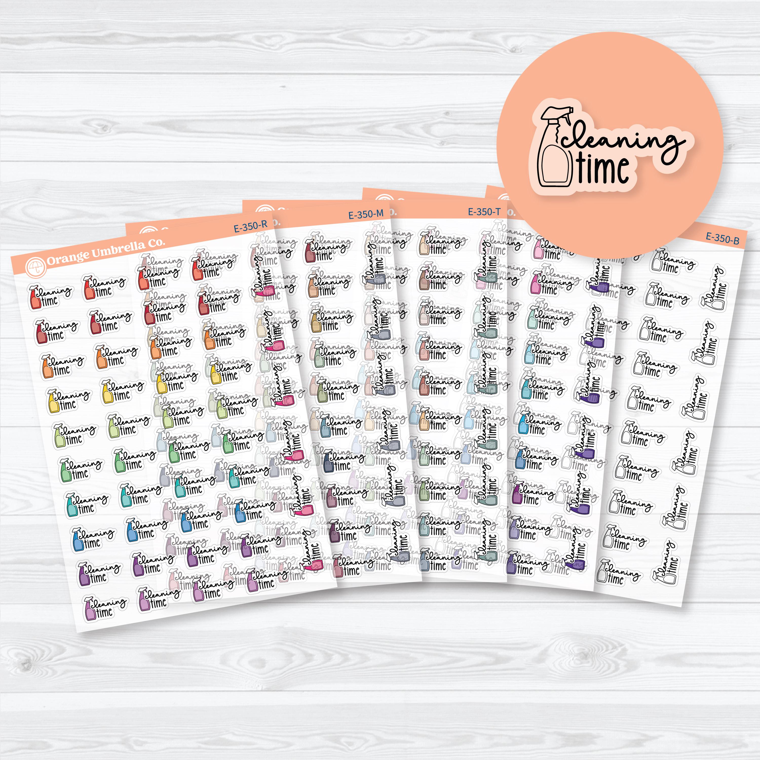 clear matte cleaning time planner stickers F18 transparent spray bottle icons for tracking chores and cleaning schedules