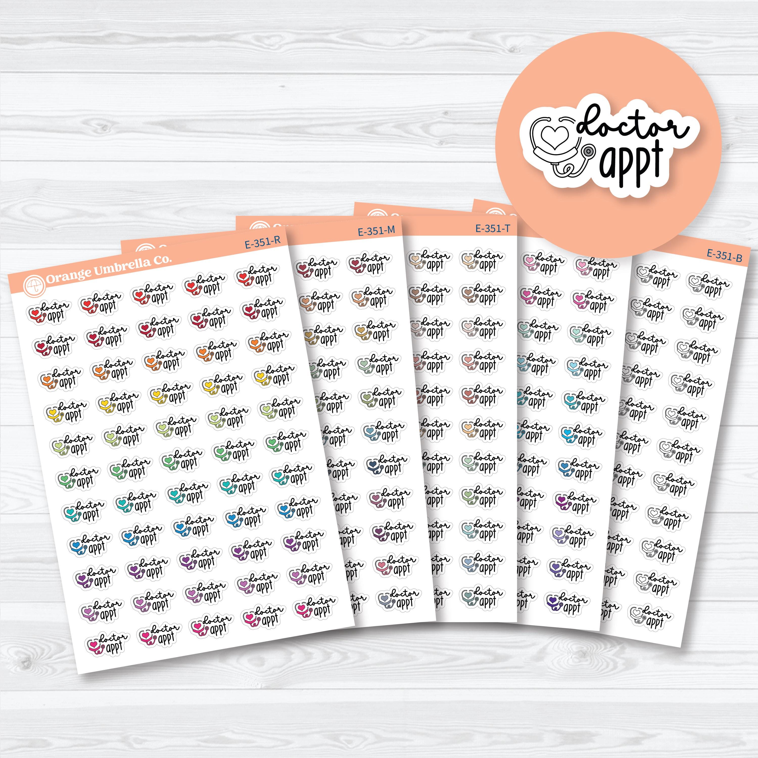 doctor appointment planner stickers F18 hand doodled stethoscope icons for tracking medical visits and health reminders