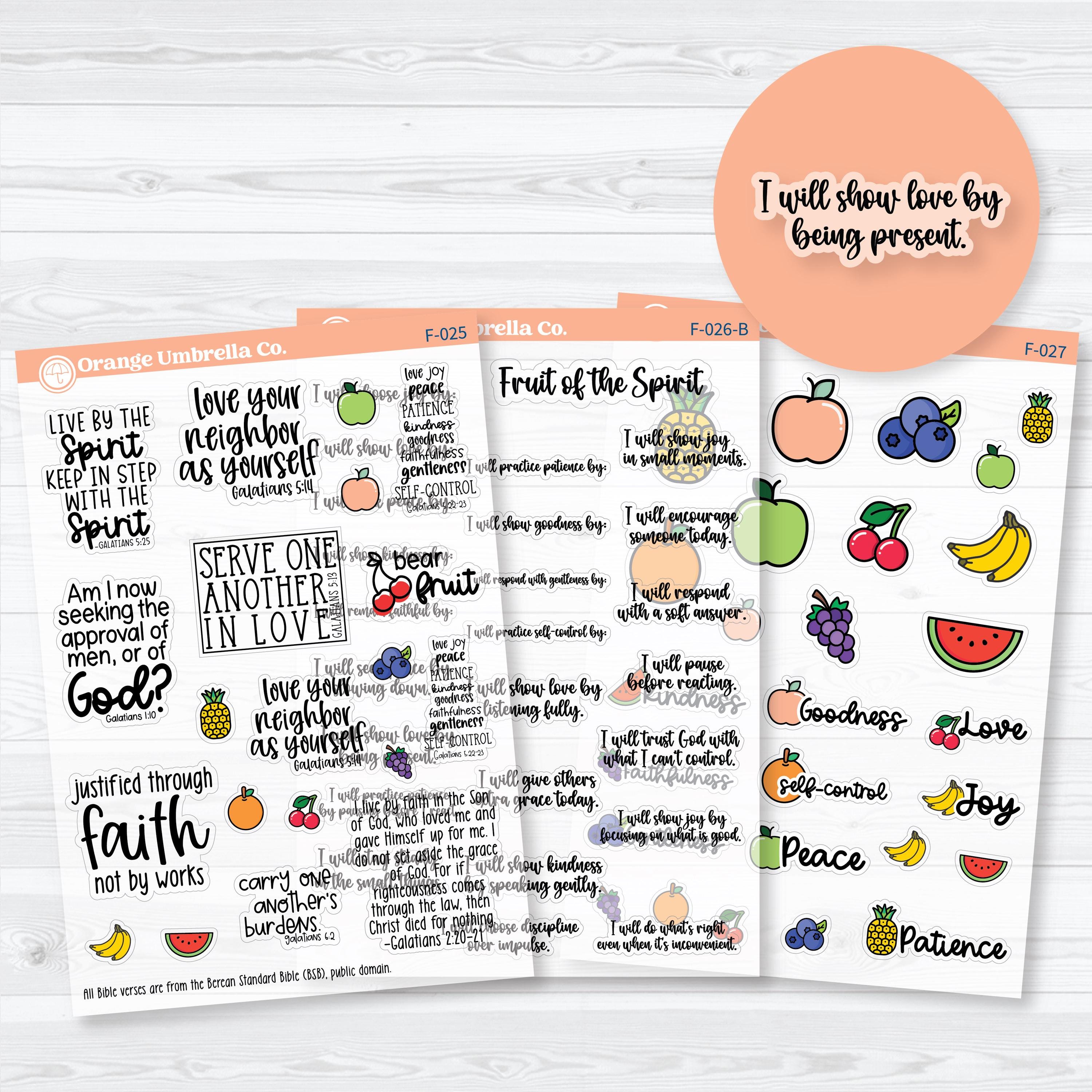 fruit of the spirit planner stickers galatians bible study journaling set faith stickers quotes prompts decorative