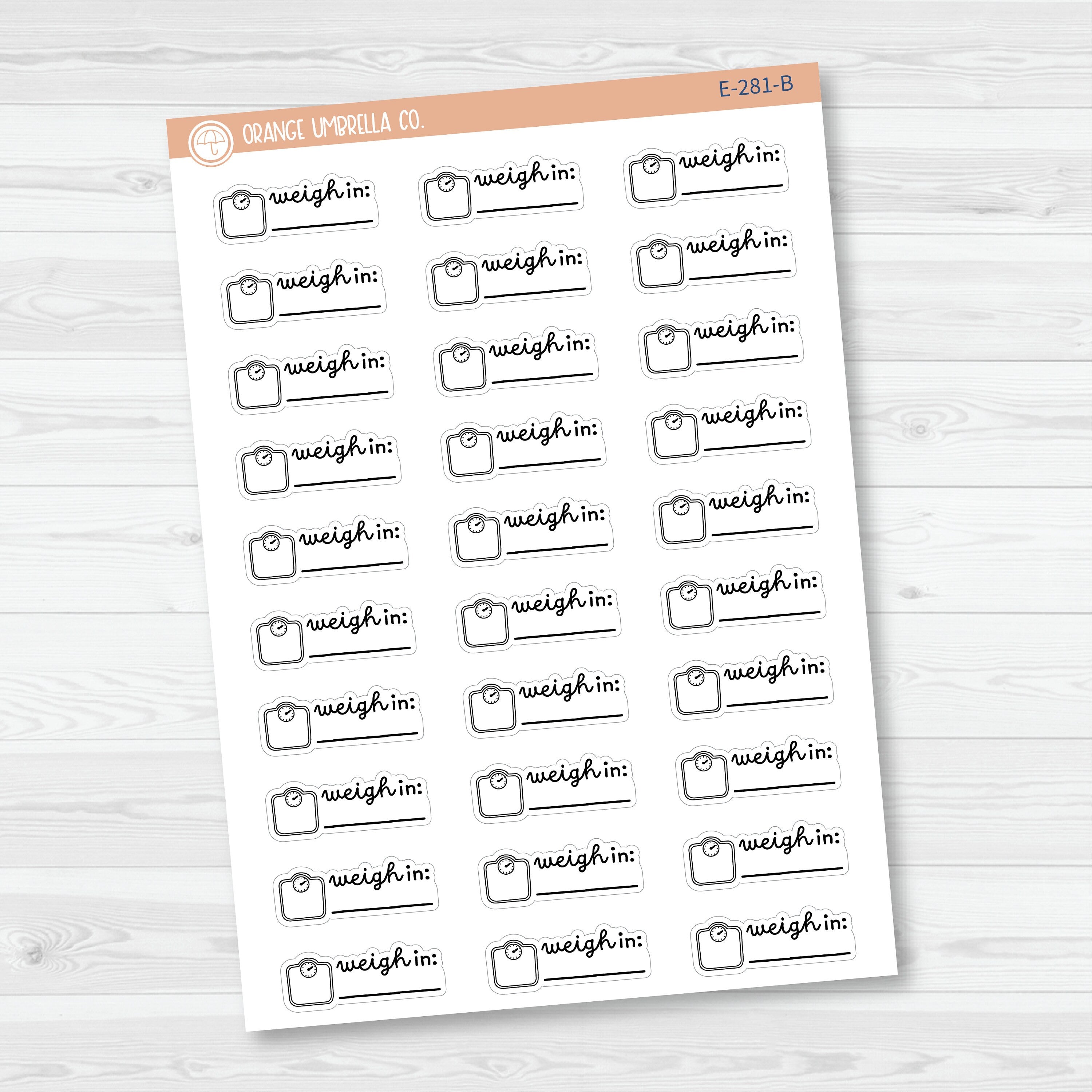 Weigh-In Scale Icon Planner Stickers| F16 | E-281