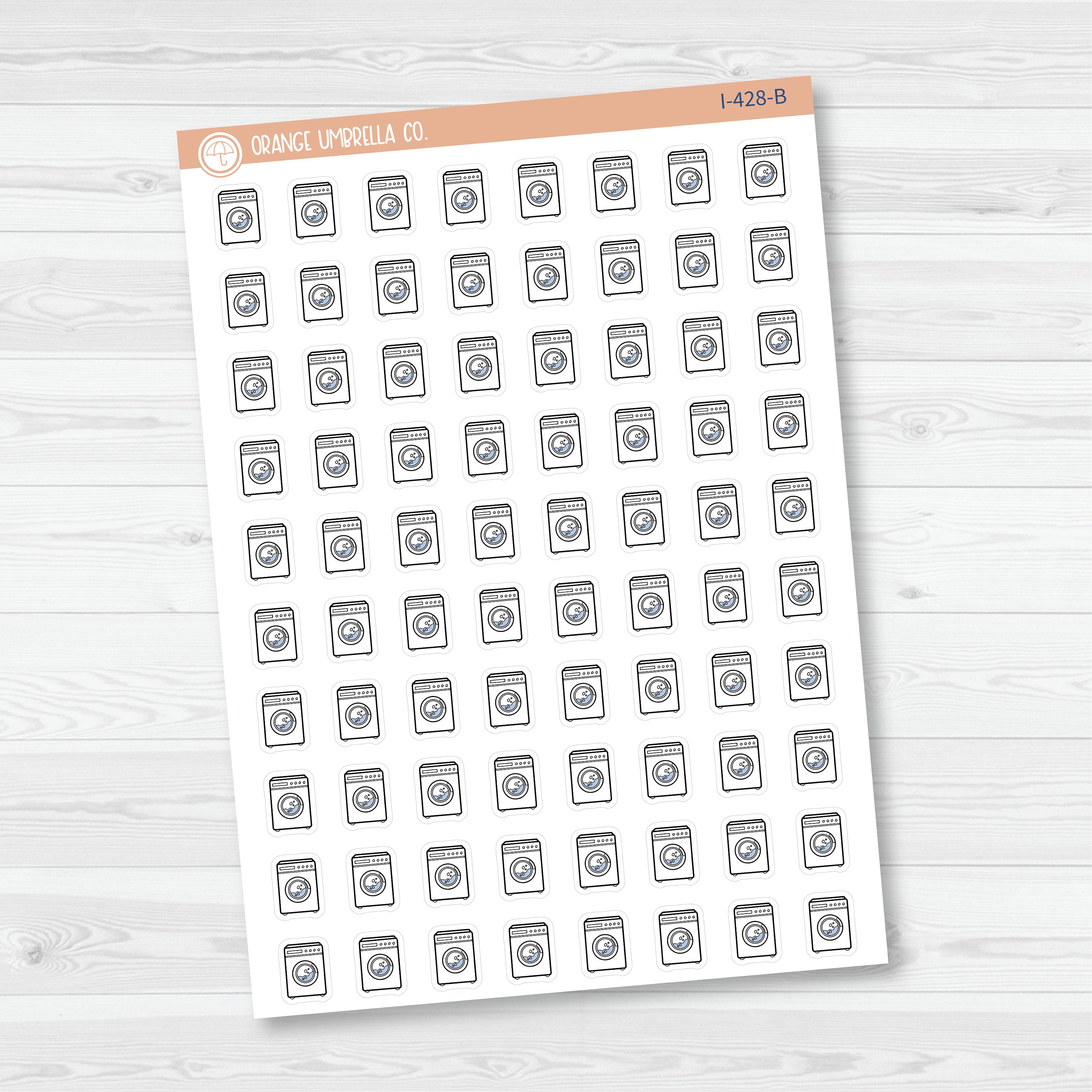 Laundry Icons | Hand Doodled Washing Machine Planner Stickers | I-428