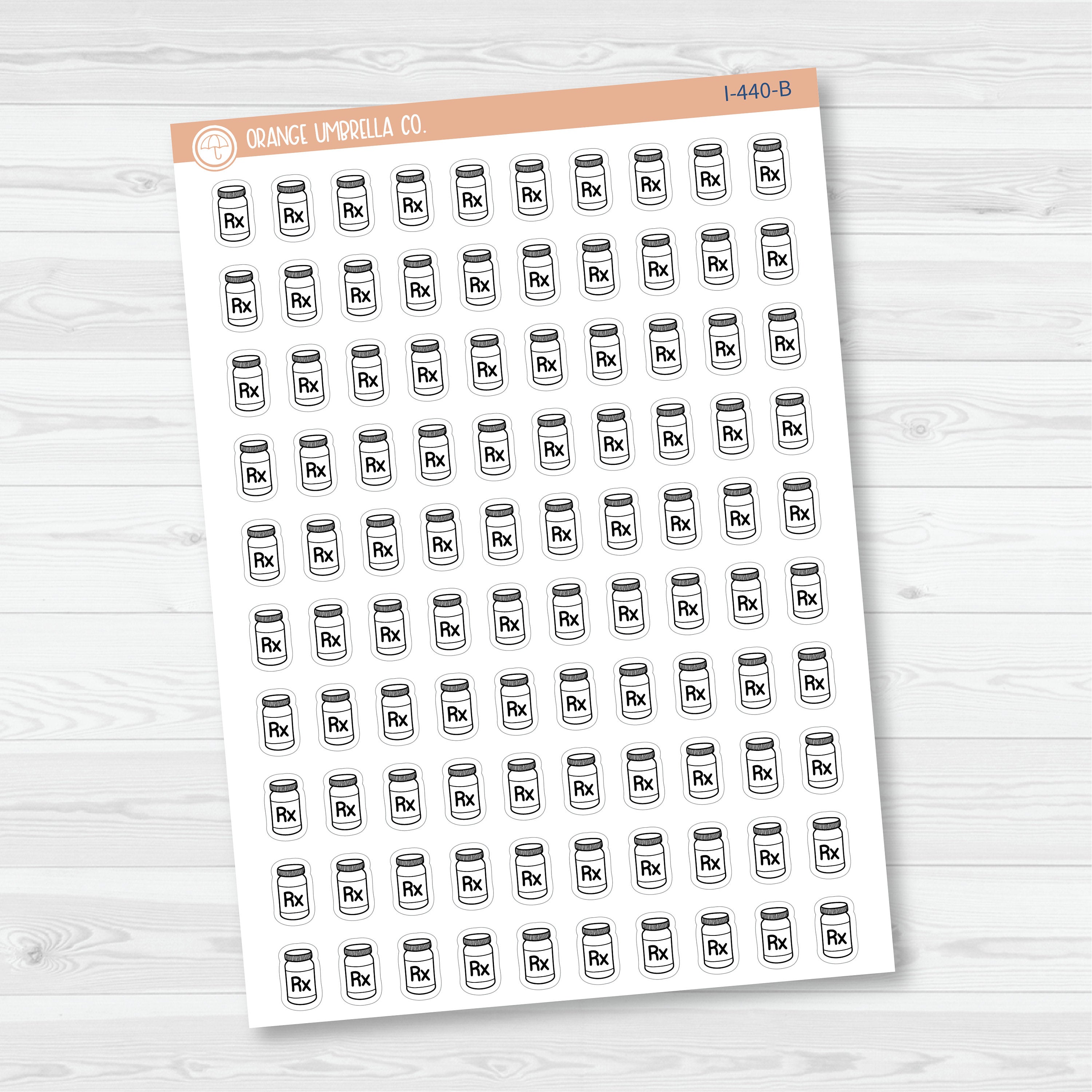 Prescription Icons | Hand Doodled RX Medicine Bottle Planner Stickers | I-440
