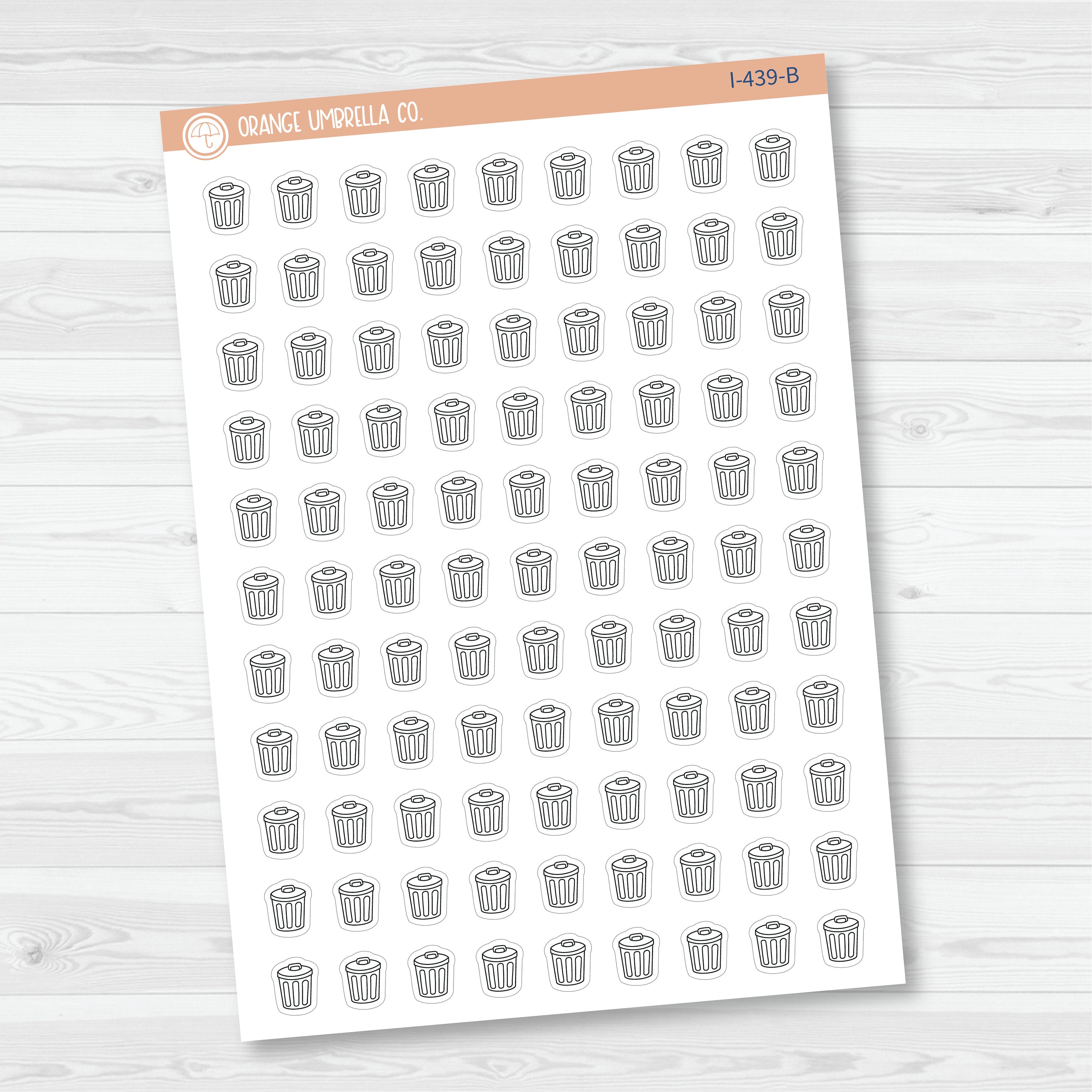 Trash Day Icons | Hand Doodled Trash Can Planner Sticker | I-439