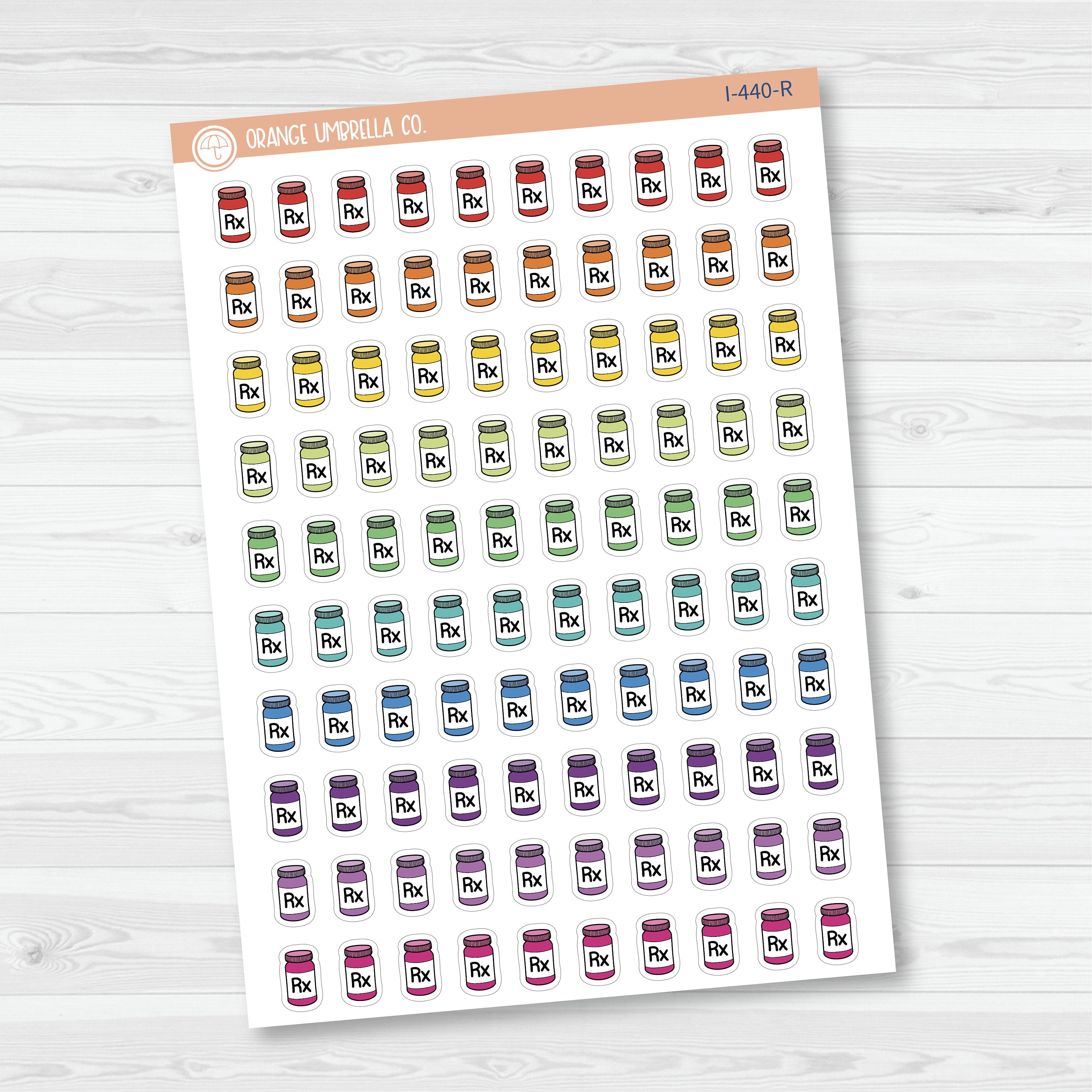 Prescription Icons | Hand Doodled RX Medicine Bottle Planner Stickers | I-440