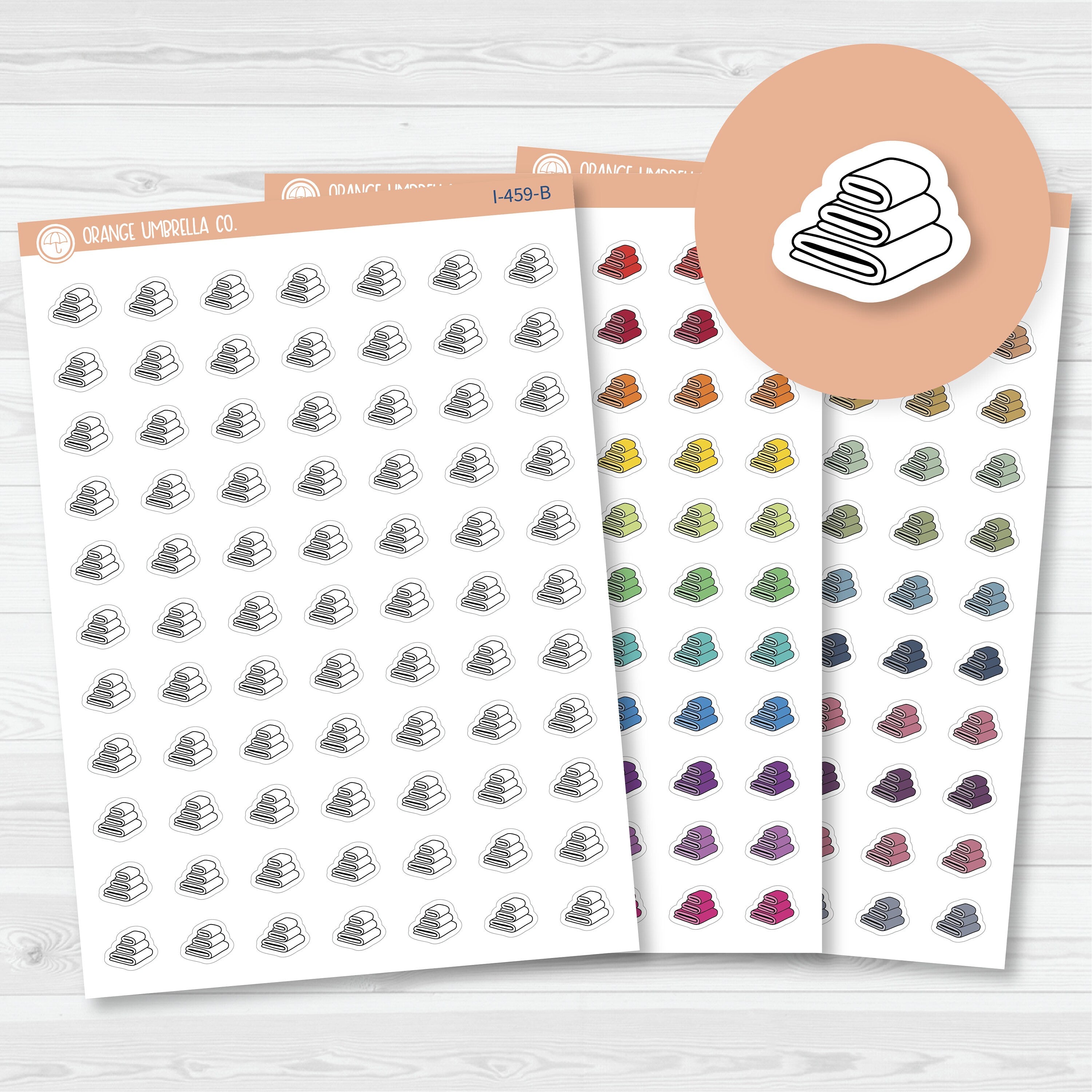Hand Doodled Towel Stack | Laundry Planner Stickers and Labels | I-459