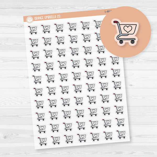 Hand Doodled Shopping Cart Icon Planner Stickers | Clear Matte | I-464-BCM