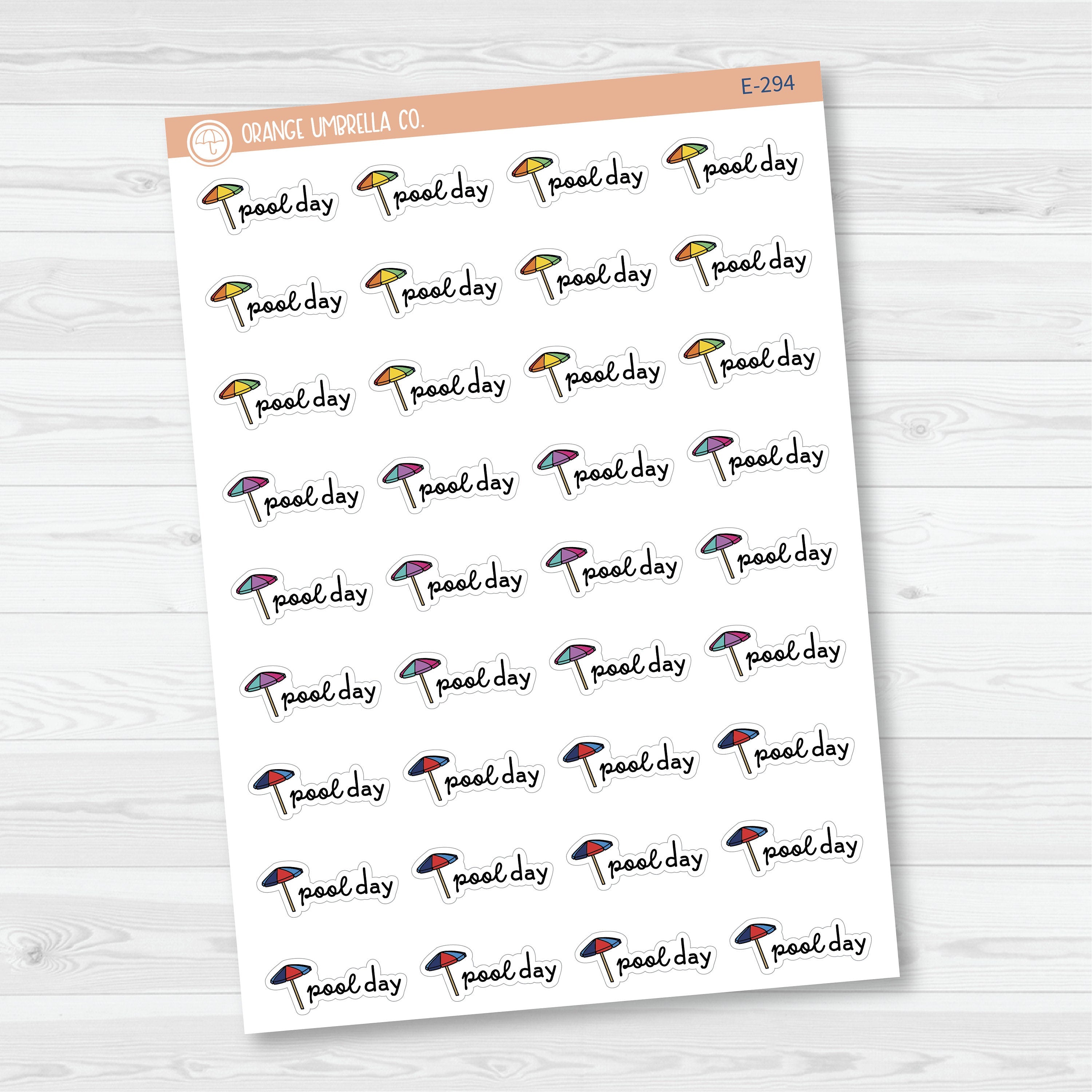 Pool Day with Ducky or Umbrella Planner Stickers | E-293 & E-294