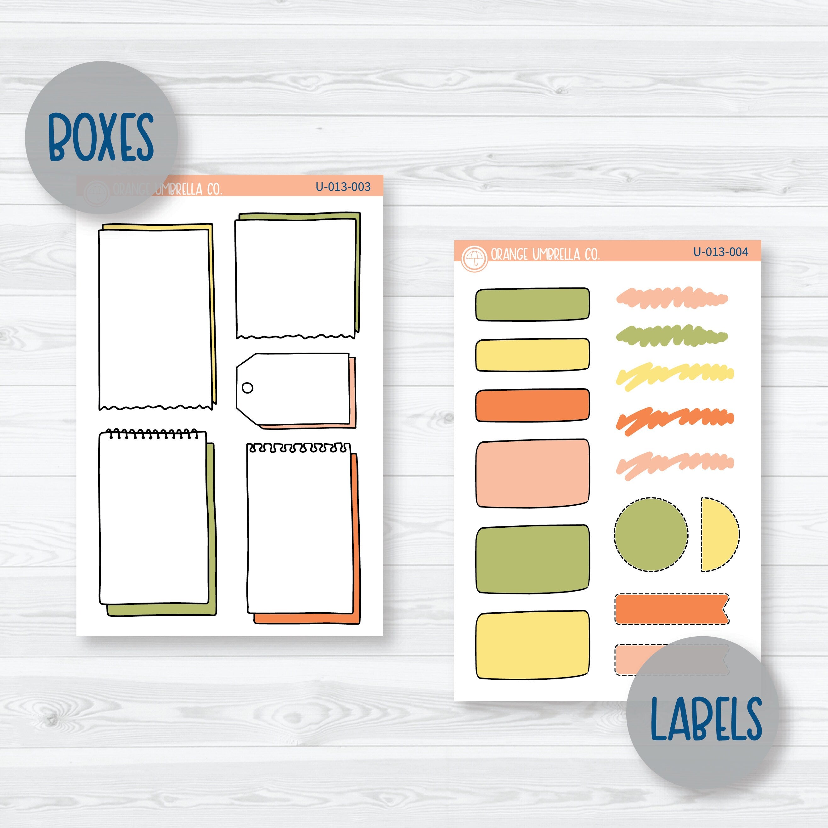 Orange Floral Universal Planner Kit | Journal Style Planner Kit Stickers | U-013