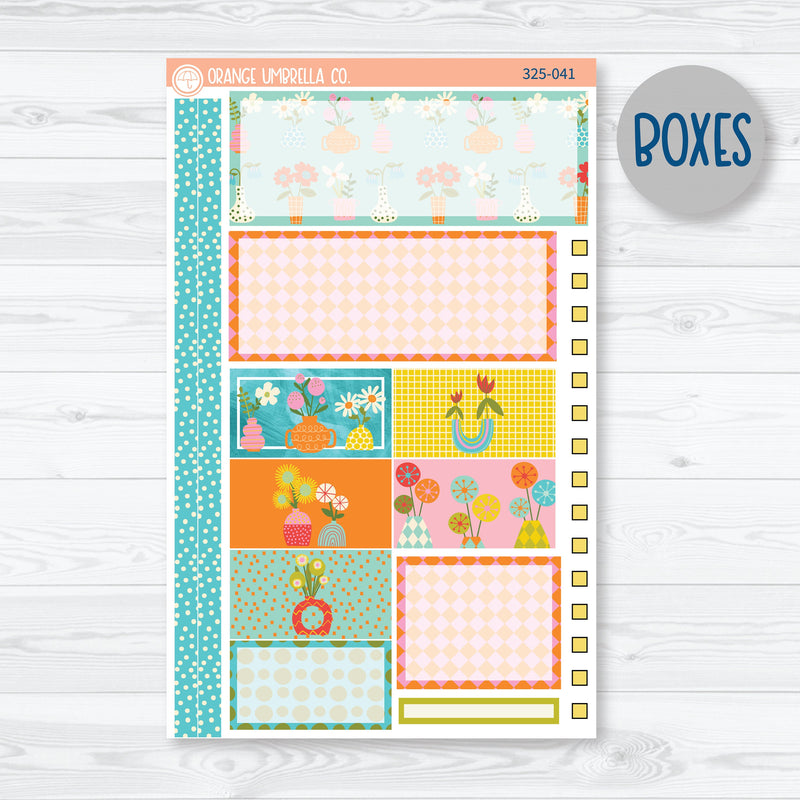 Bright Summer Floral Kit | Plum Vertical Priorities 7x9 Planner Kit Stickers | Sunny Days | 325-041