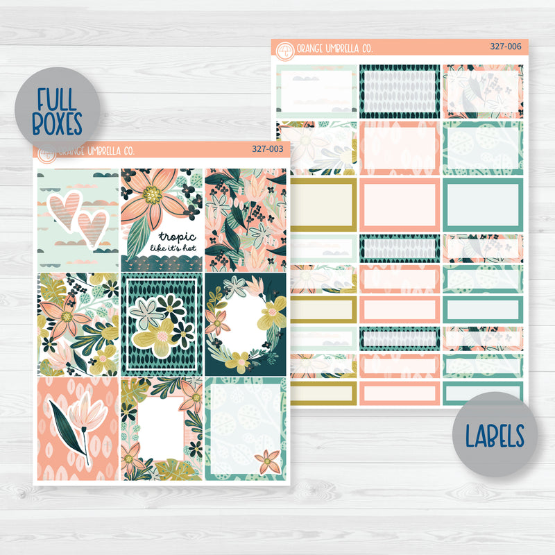 Tropical Floral Stickers | Summer Weekly Planner Kit Stickers | Island Sunrise | 327-001