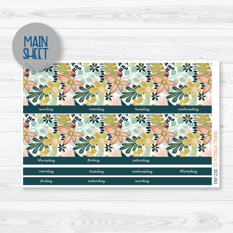 Tropical Floral Kit | 8.5 ECLP Monthly Planner Kit Stickers | Island Sunrise | 327-261