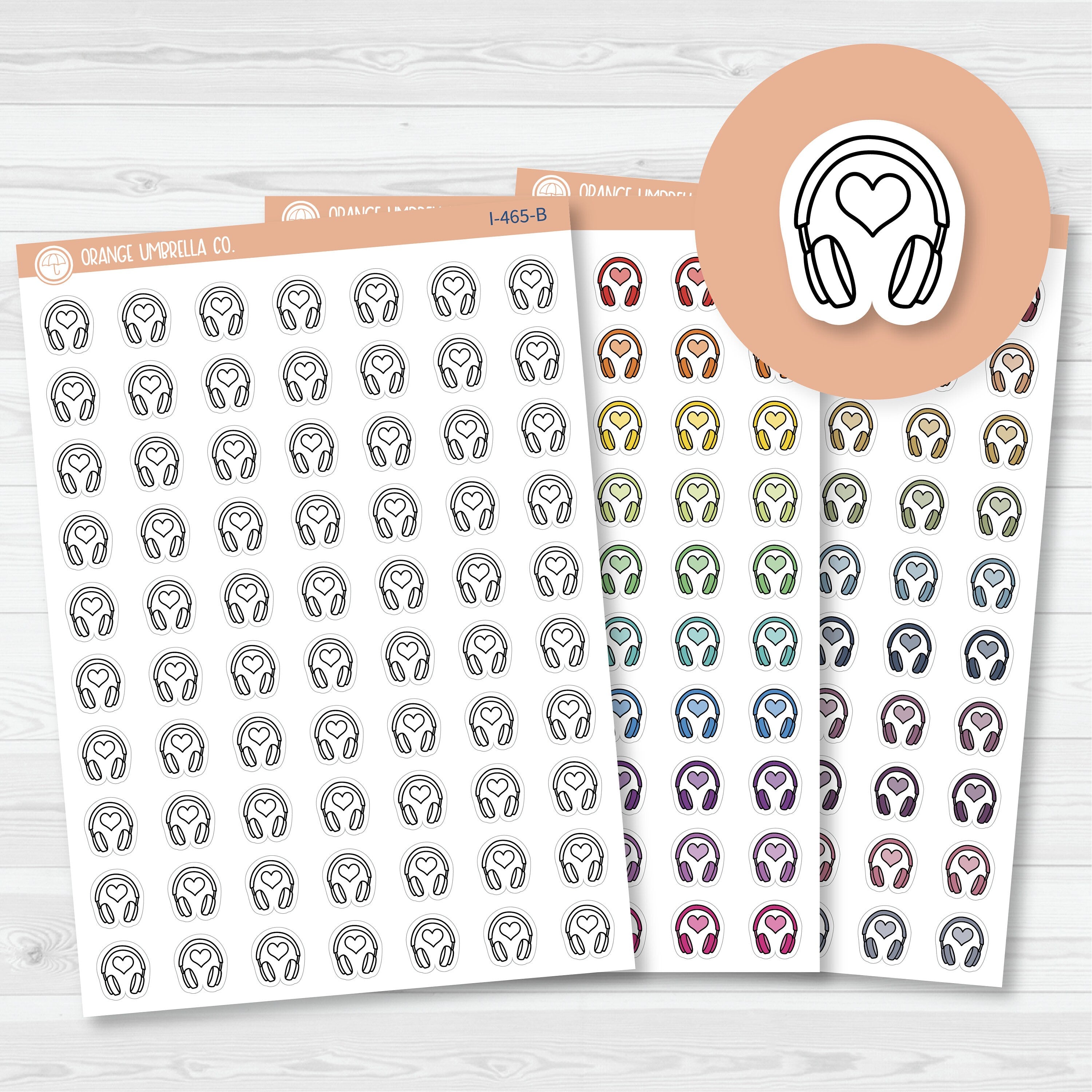 Hand Doodled Headphones Icon Planner Stickers | I-465