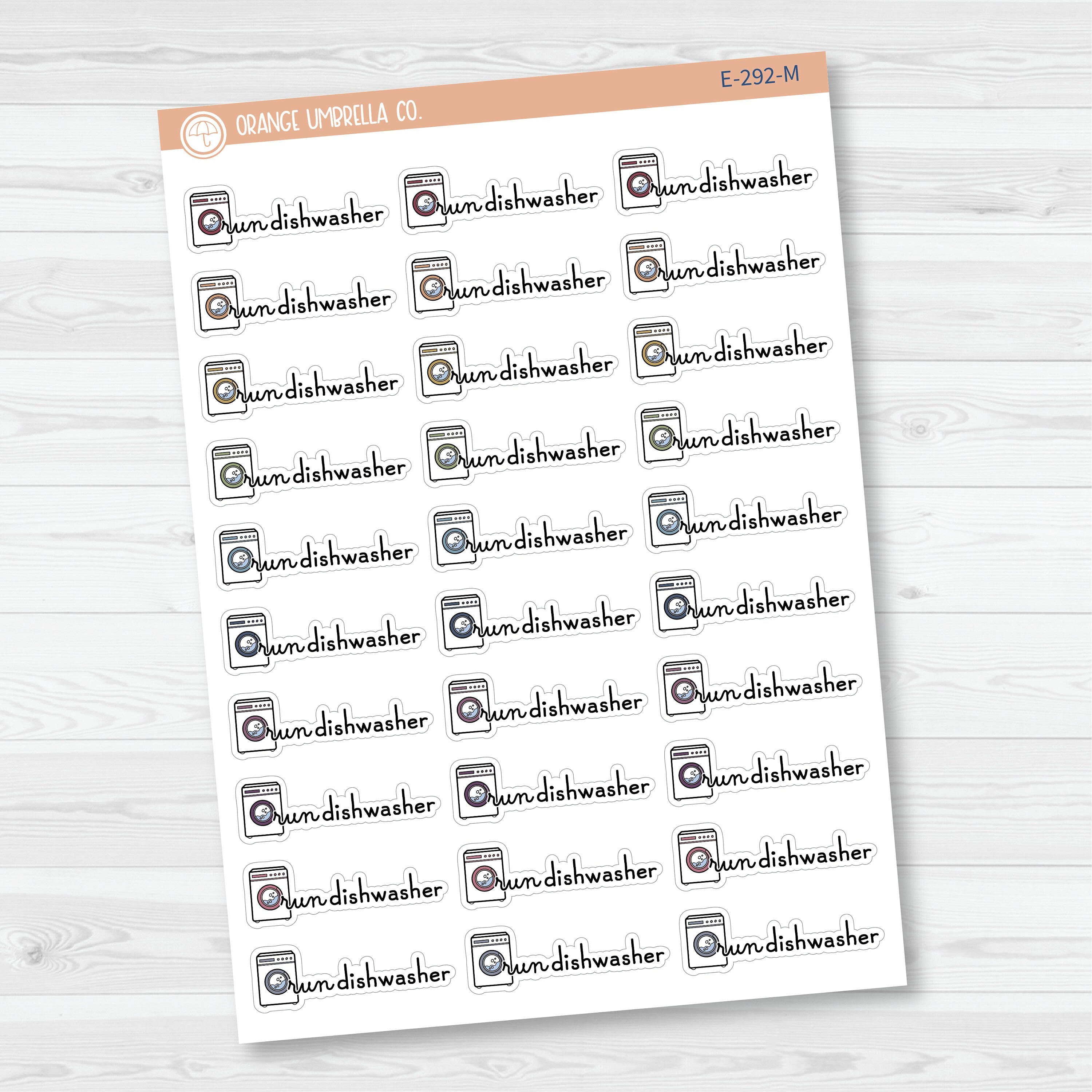 Run Dishwasher Icon Script Planner Stickers | F16 | E-292