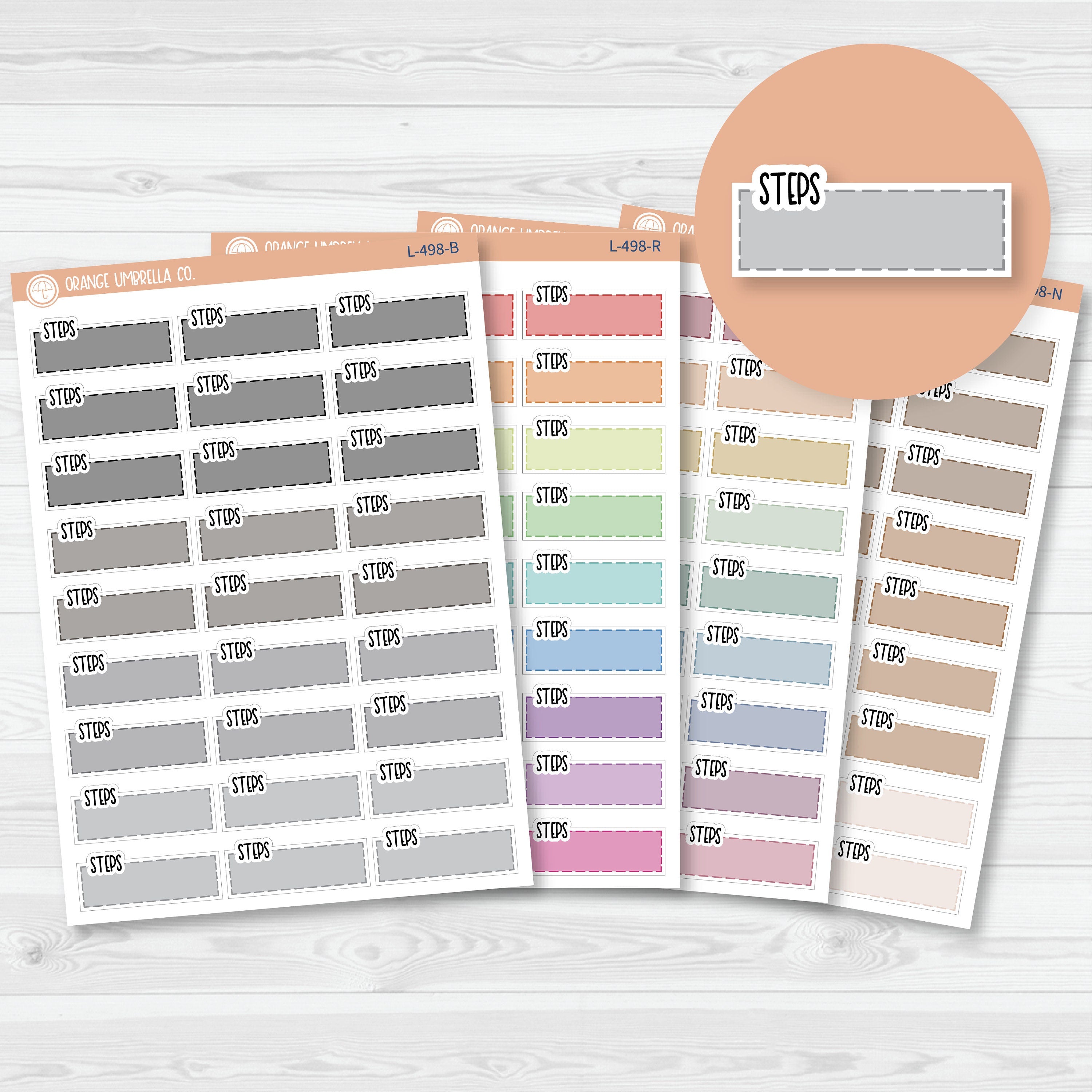 Steps Color Stitched Quarter Box Planner Stickers | L-498