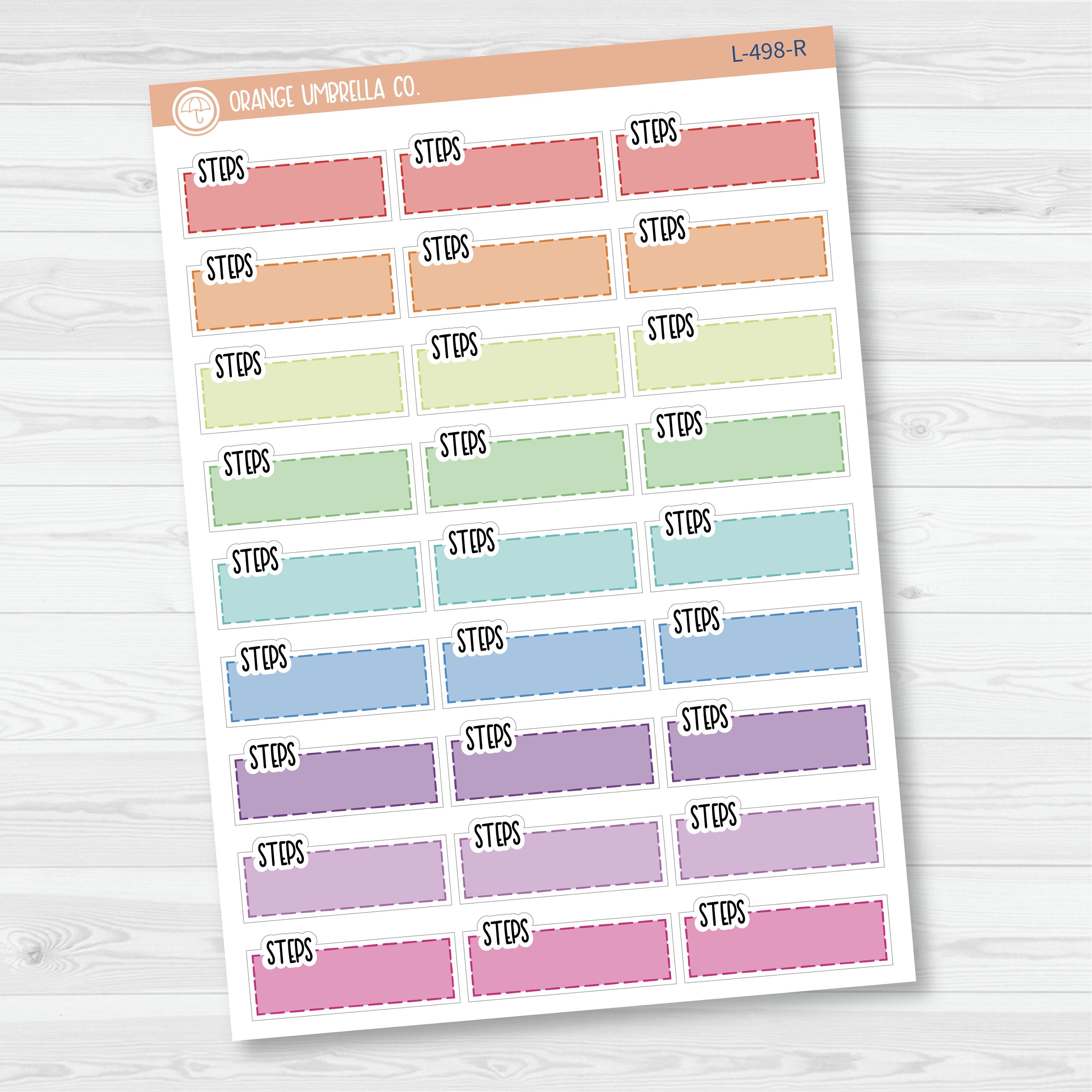 Steps Color Stitched Quarter Box Planner Stickers | L-498