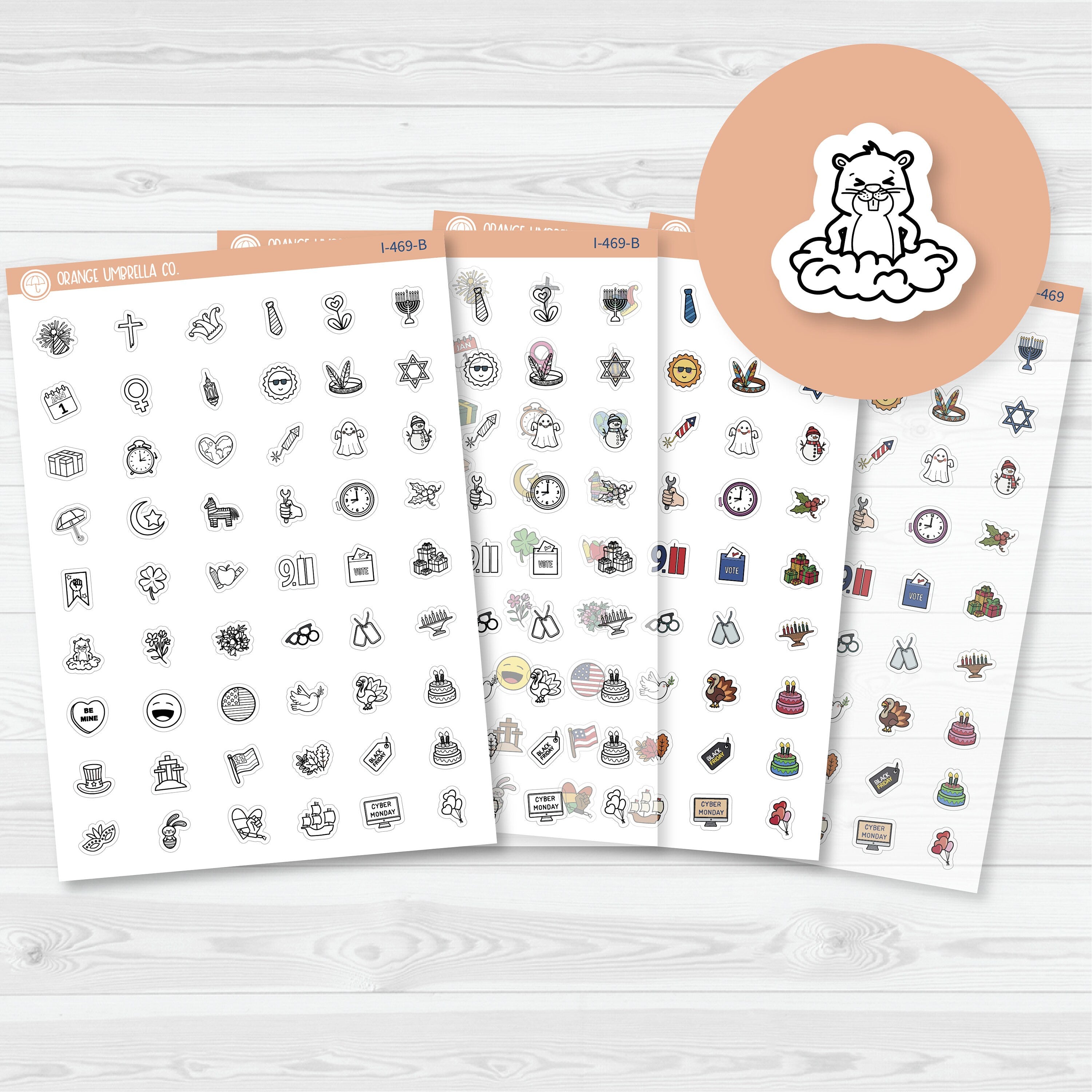 Hand Doodled Holiday Icons | Mini Icon Planner Stickers | I-469