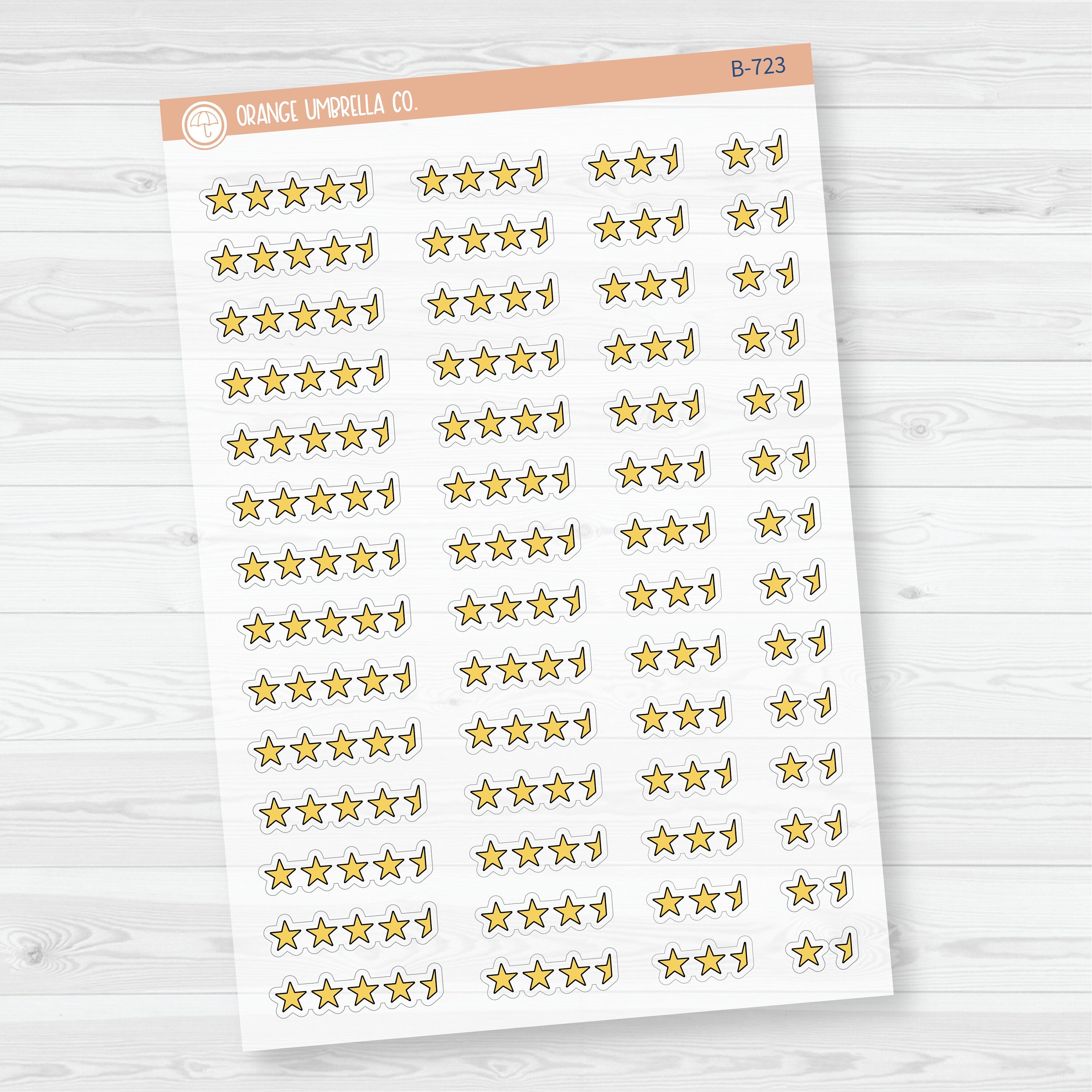 Star\Half Star Rating - Movie and Book Icon Tracker Planner Stickers | Clear Matte | B-722 & B-723-CM