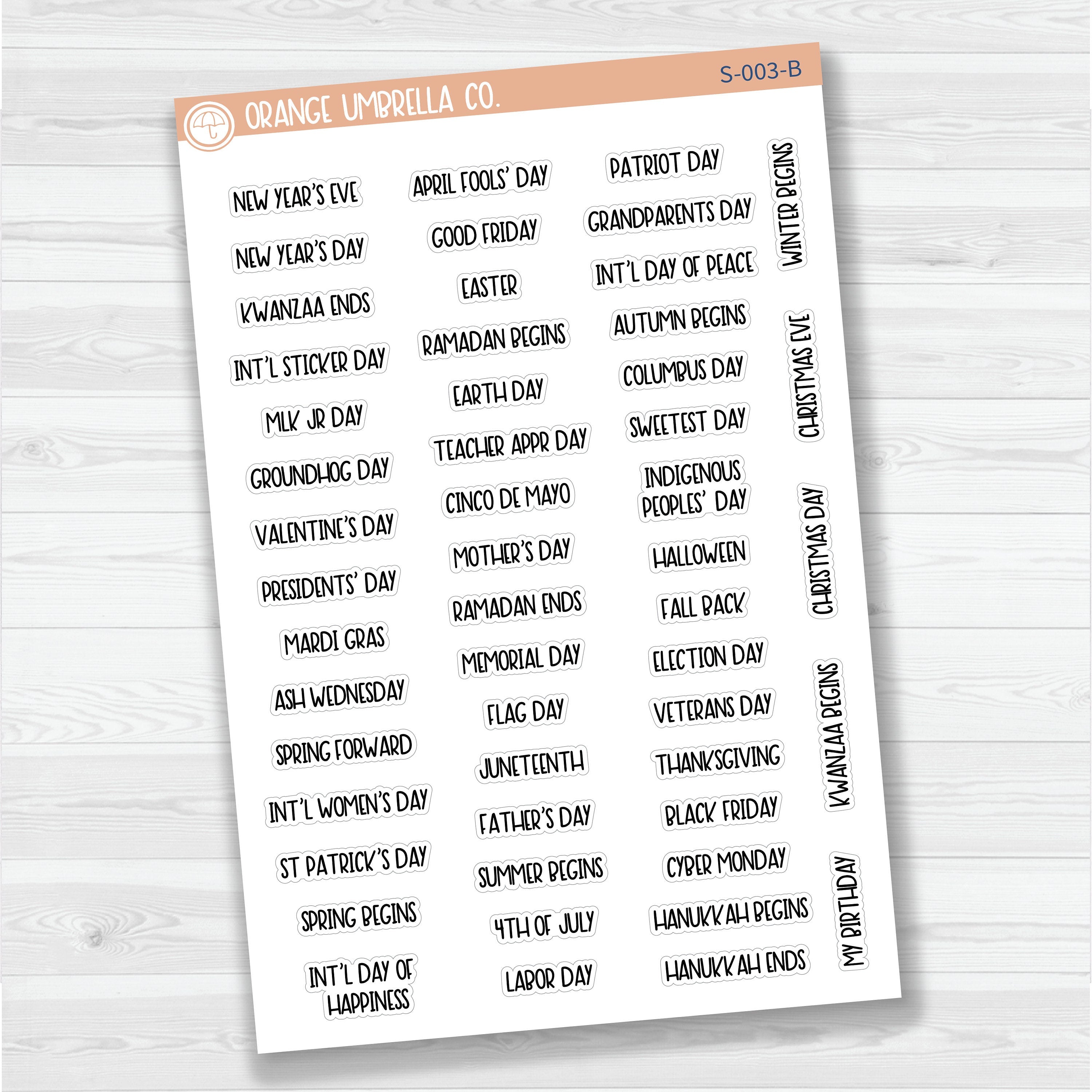 US Holiday Script Planner Stickers | F8 | S-003