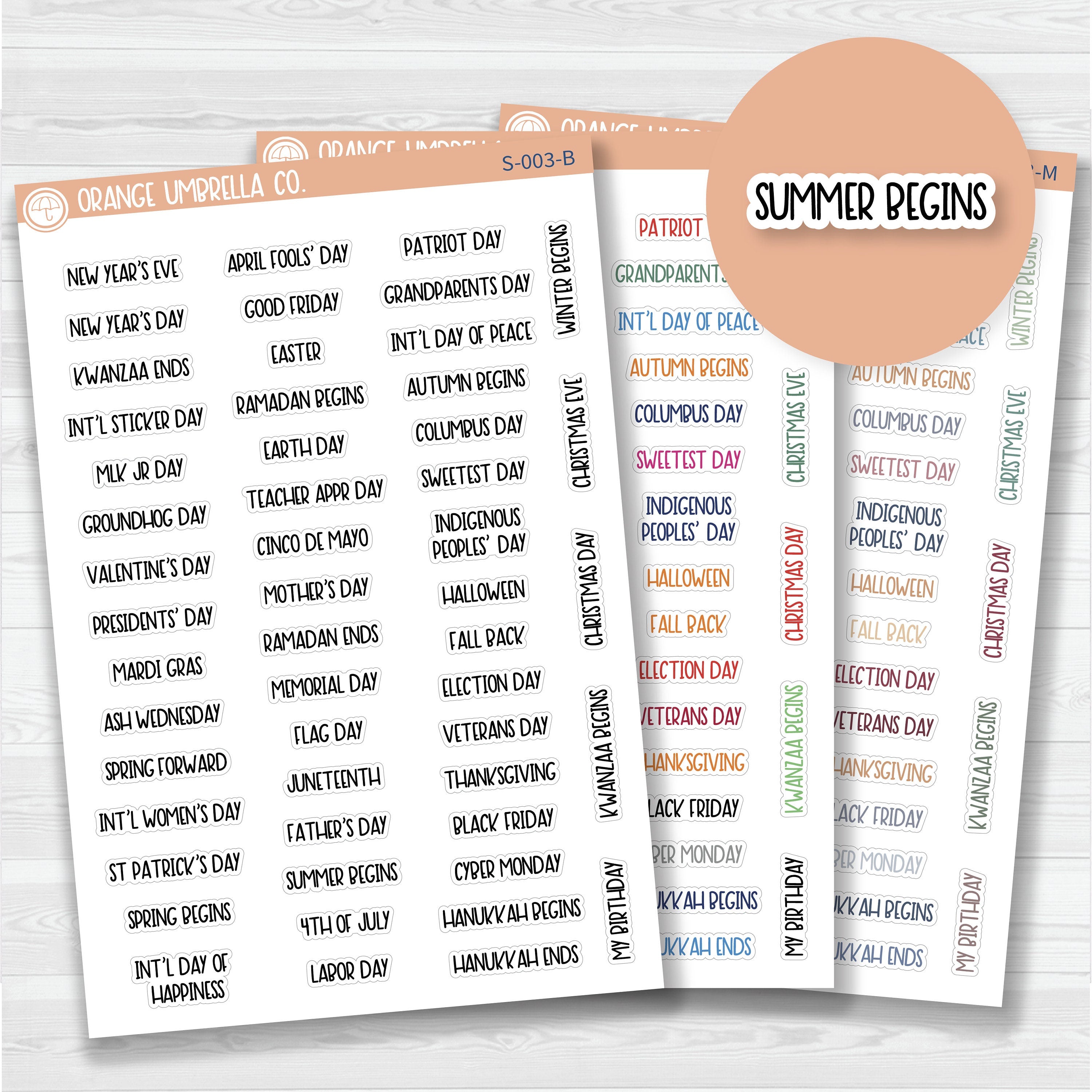 US Holiday Script Planner Stickers | F8 | S-003