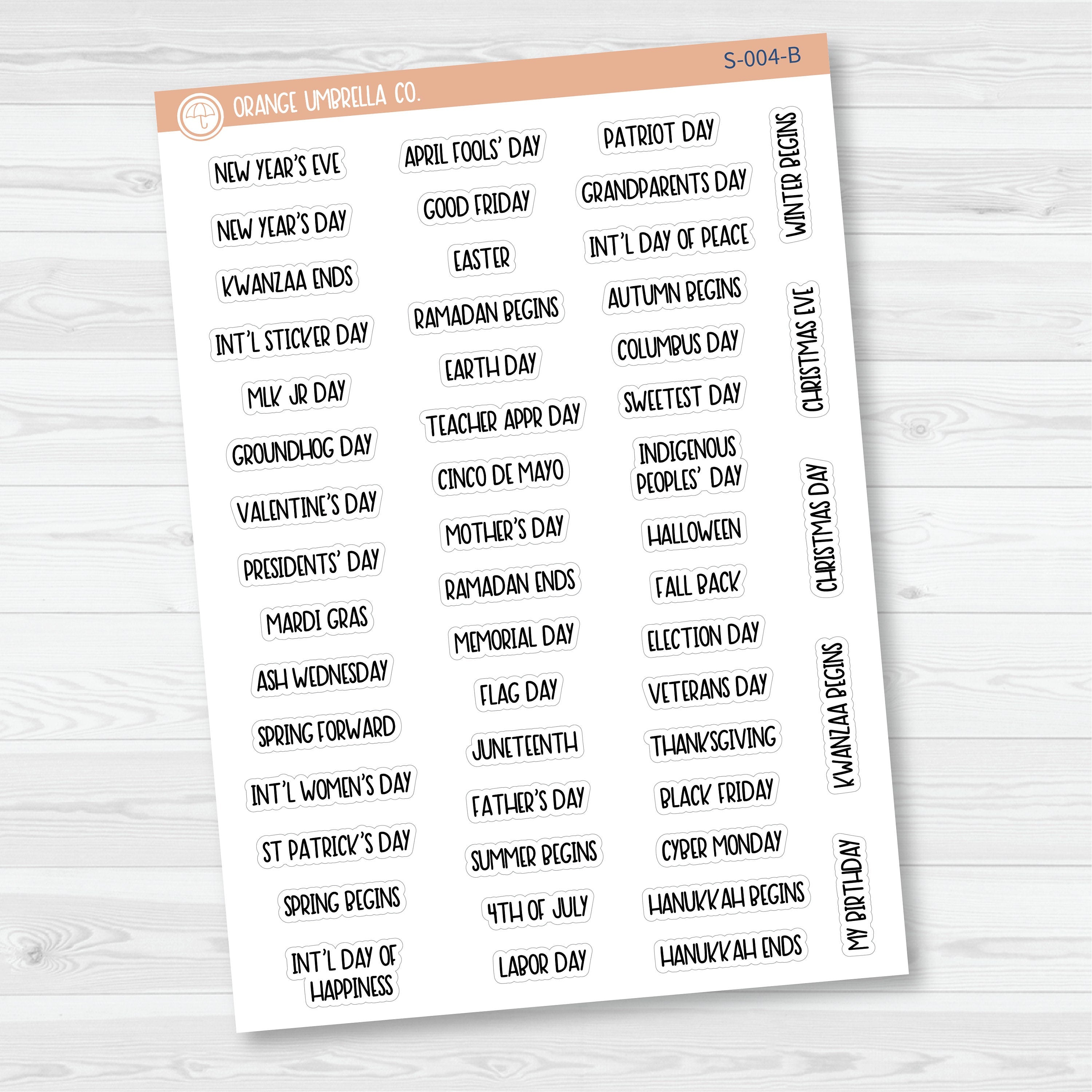 US Holiday - Mini Script Planner Stickers | F8 | S-004