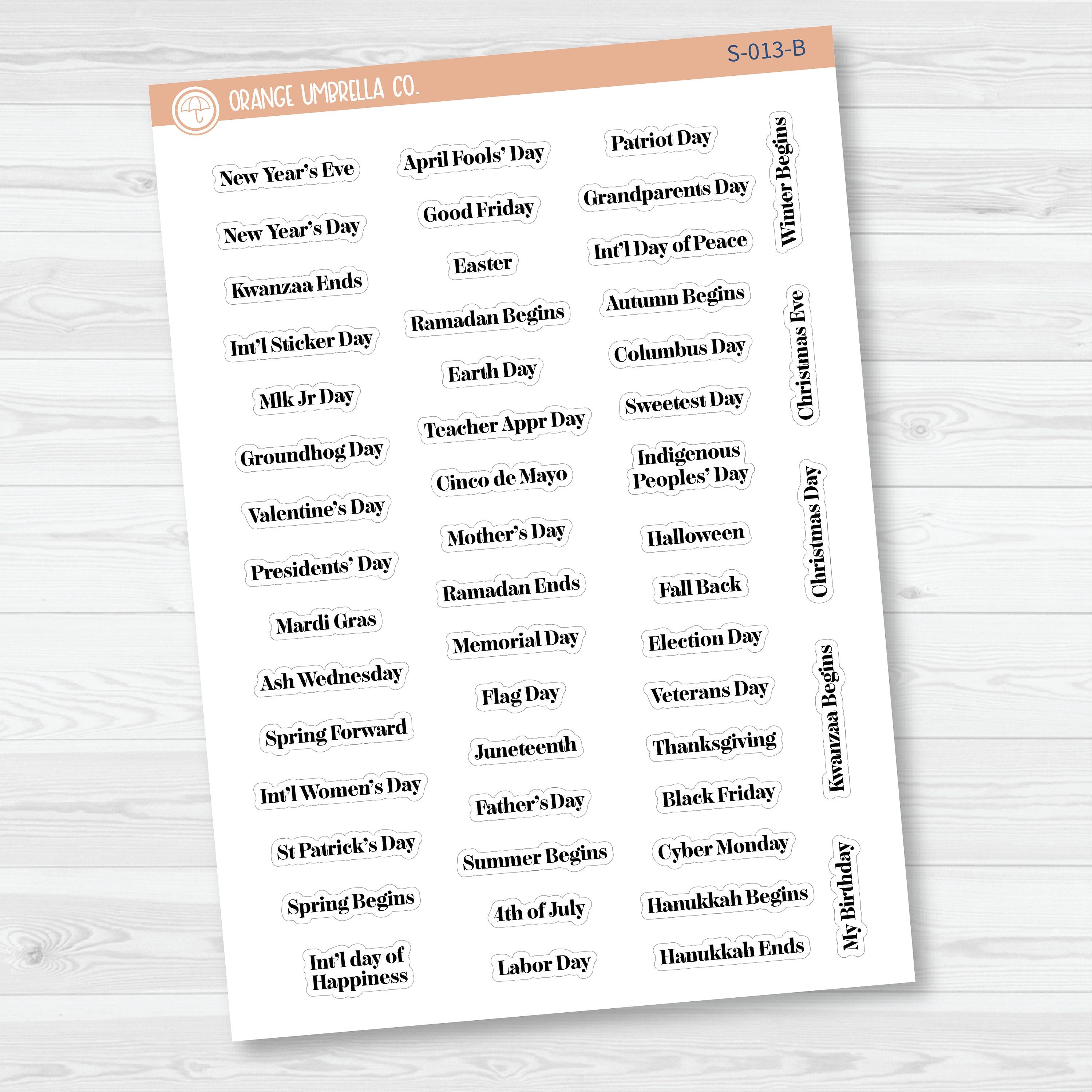 US Holiday - Mini Script Planner Stickers | F19 | S-013
