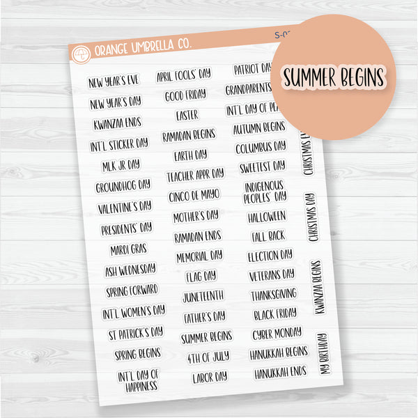 US Holiday Script Planner Stickers | F13 | Clear Matte | S-027-BCM