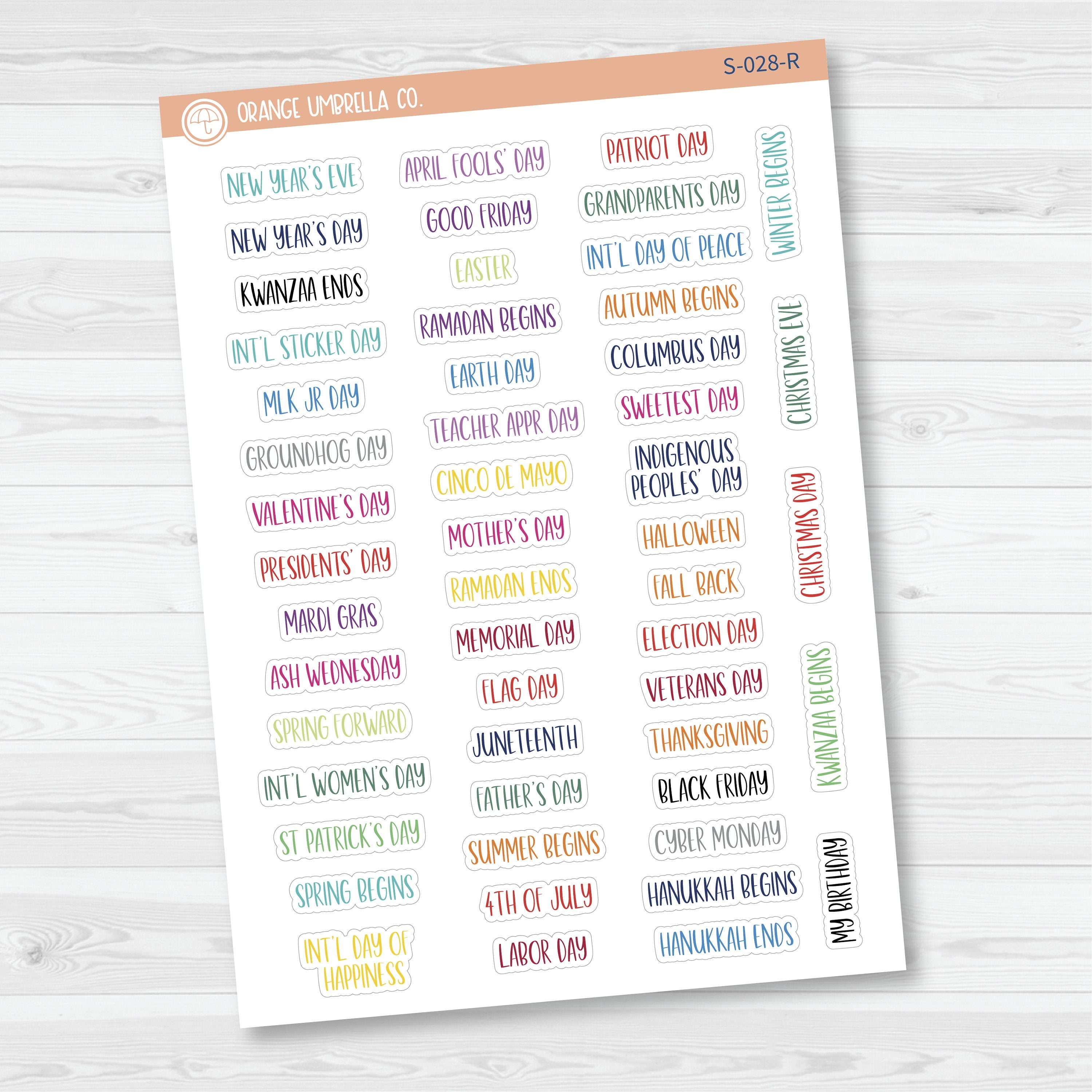 US Holiday - Mini Script Planner Stickers | F13 | S-028