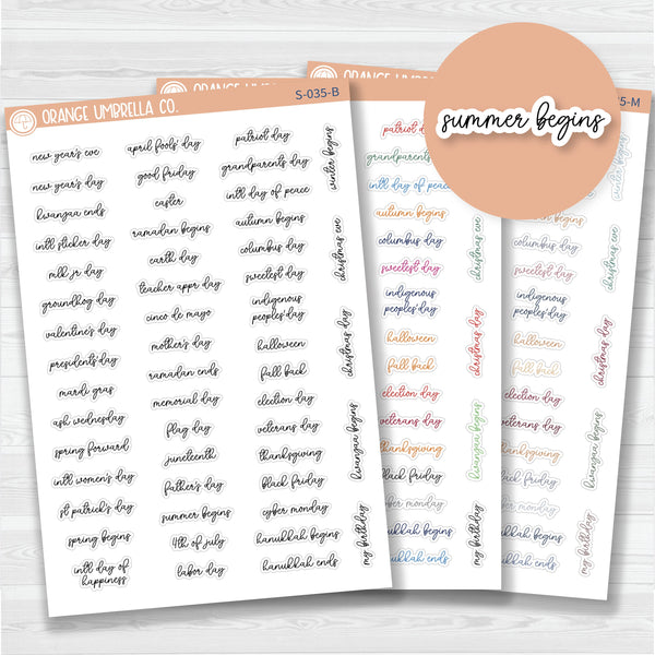 US Holiday Script Planner Stickers | F15 | S-035
