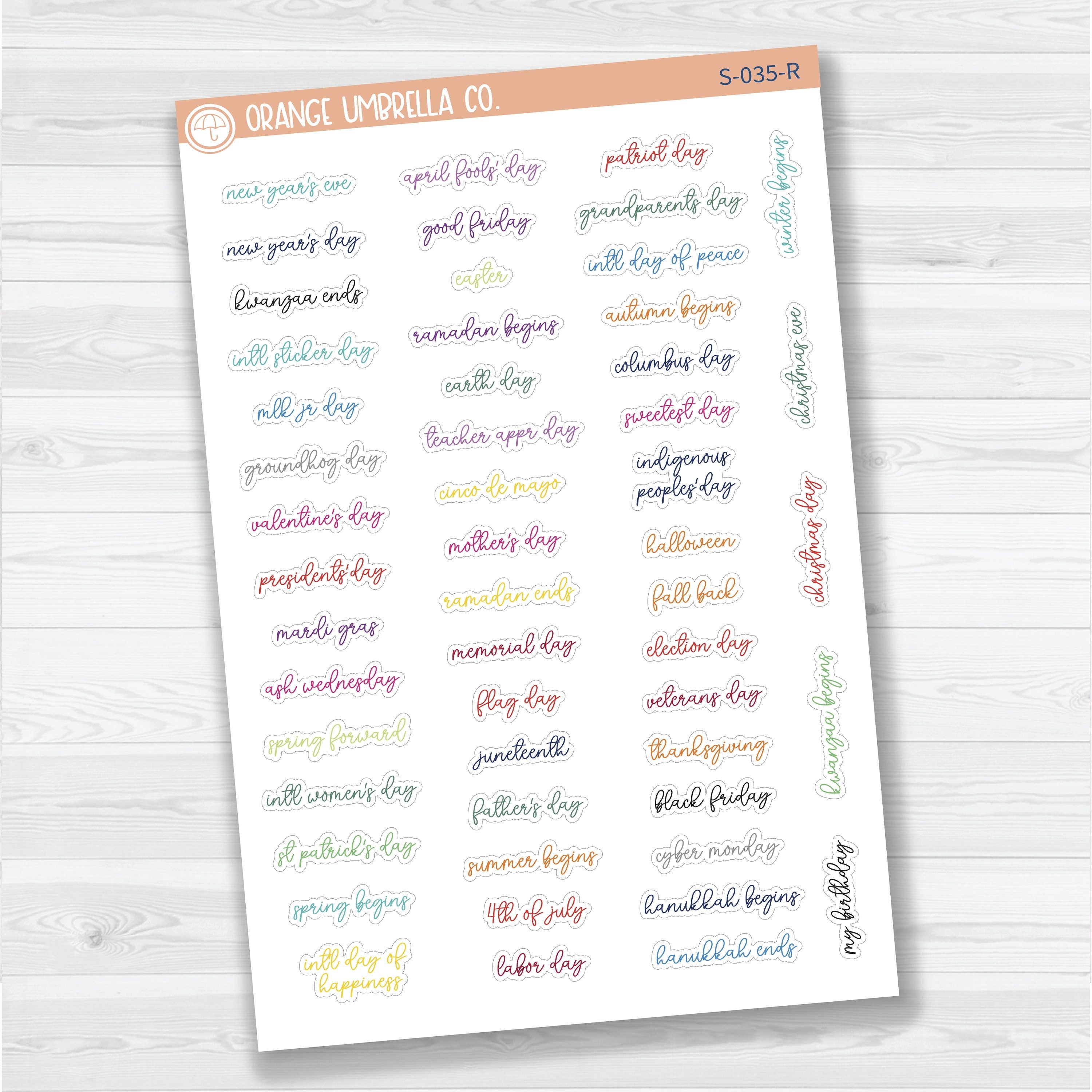 US Holiday Script Planner Stickers | F15 | S-035