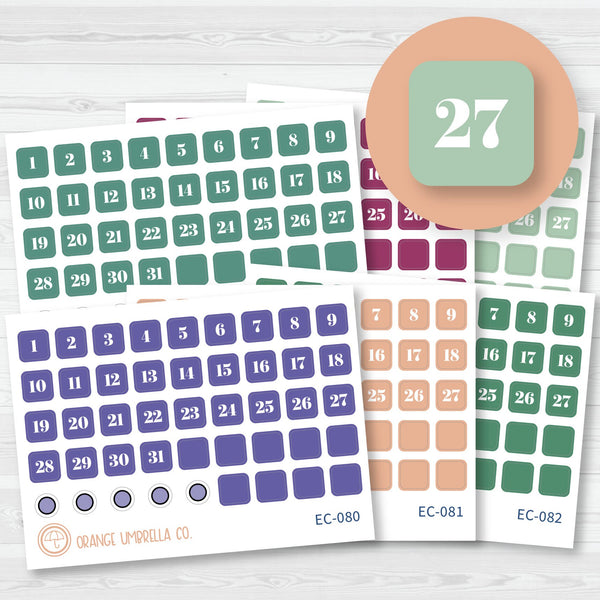 NP-Date Dot Planner Stickers | Erin Condren Evolve Palette | EC-077-082