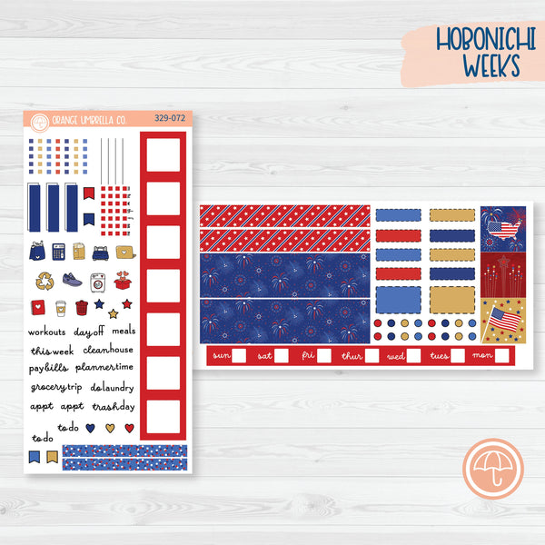 4th Of July Planner Kit | Hobonichi Weeks Planner Kit Stickers | Liberty | 329-071