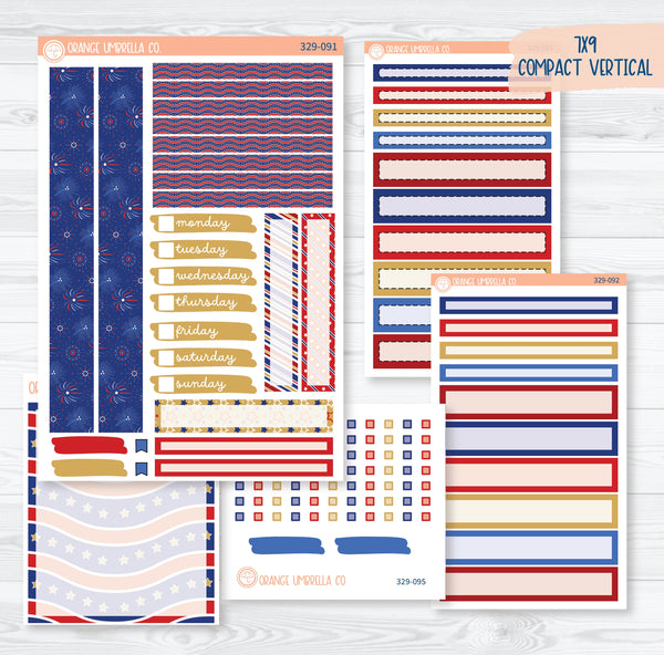 4th Of July | 7x9 Compact Vertical Planner Kit Stickers | Liberty | 329-091