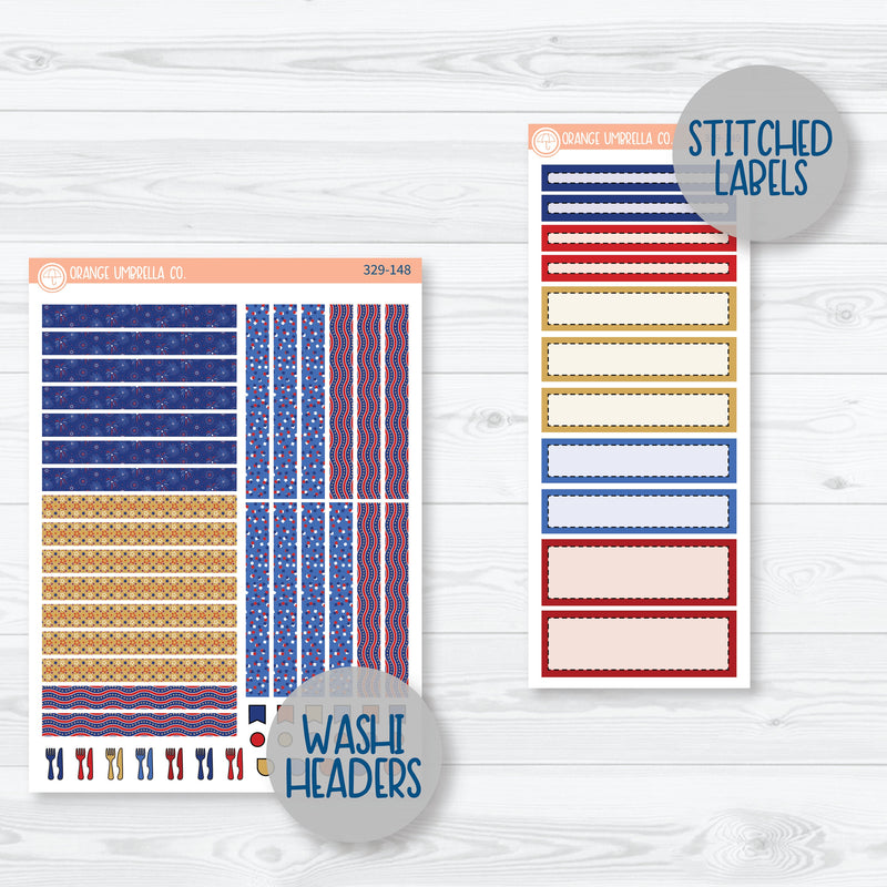 4th of July Kit | A5 Plum Daily Planner Kit Stickers | Liberty | 329-141
