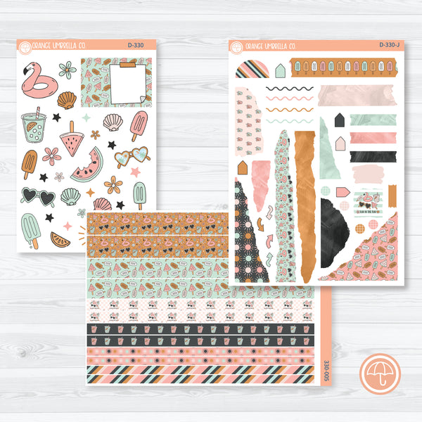 Flamingo Summer Stickers | Kit Deco Journaling Planner Stickers | Flamingo Floaties | D-330