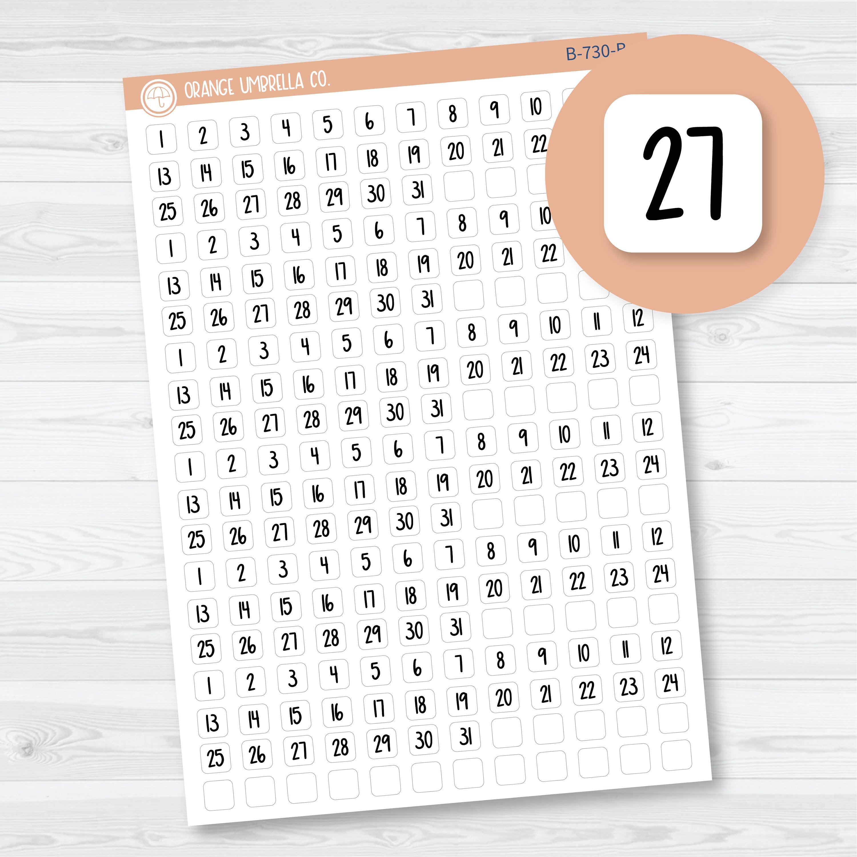 Mini Date Dots | 6 Months Planner Stickers | F8 Print Square | B-730-B